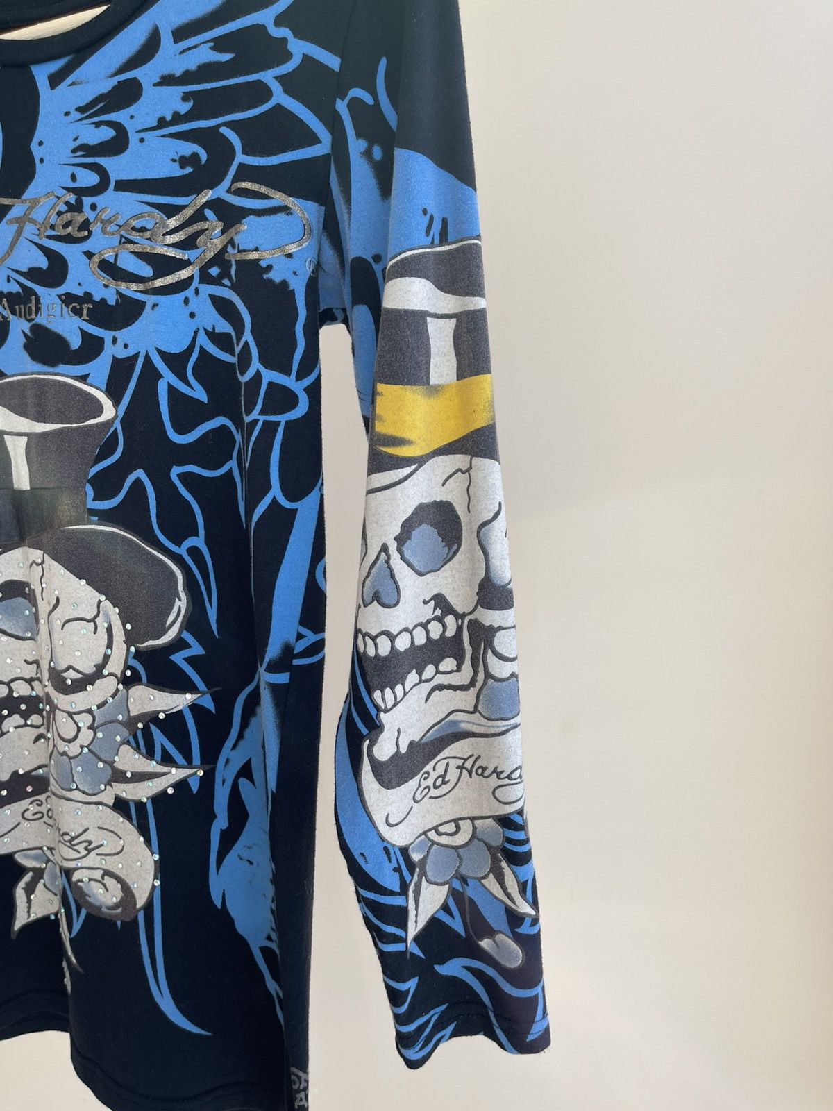 Ed Hardy Y2K Tattoo Skull Overprint Long Sleeve T-Shirt 2000s Vintage Size M / US 6-8 / IT 42-44 - 8 Thumbnail