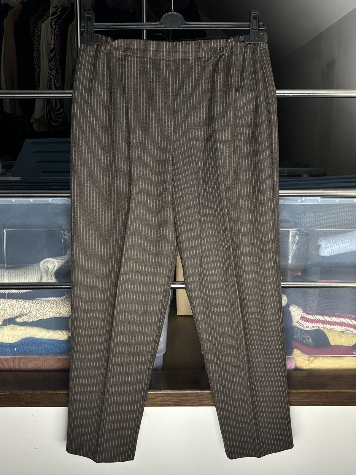 Marina Rinaldi Marina Rinaldi wool blend striped vintage luxury pants Size 34" / US 12 / IT 48 - 1 Thumbnail