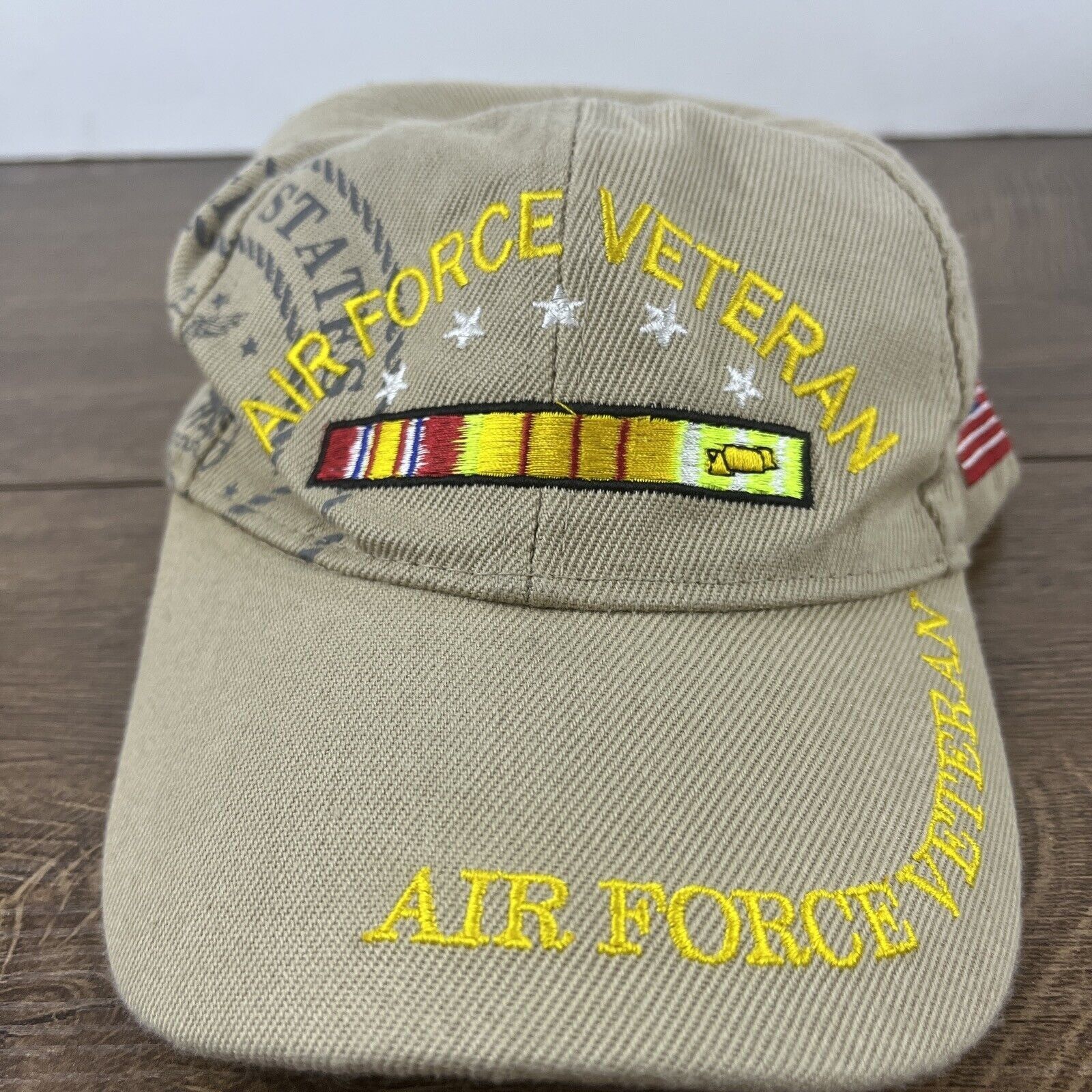 Other Air Force Veteran Hat Air Force Vet Tan Brown Hat Adjustable Size ONE SIZE - 5 Thumbnail