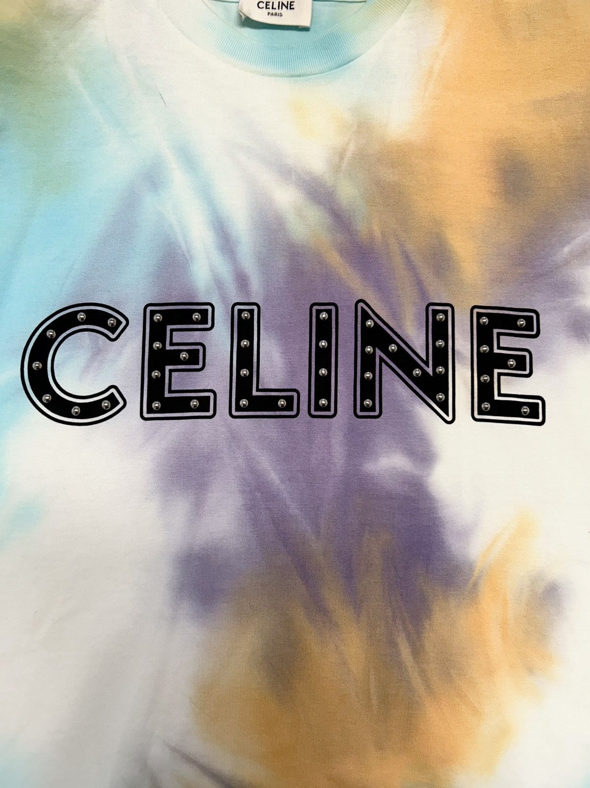 Celine SS2021 Dancing Kid Tie-Dye Stud Logo T-Shirt Size US XS / EU 42 / 0 - 7 Thumbnail