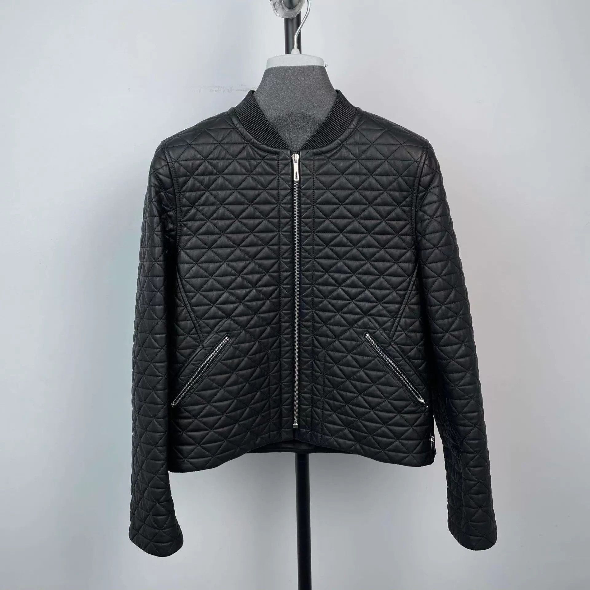 Hermes Hermès 98 Leather Diamond Quilted Black Jacket 38 Size S / US 4 / IT 40 - 1 Thumbnail