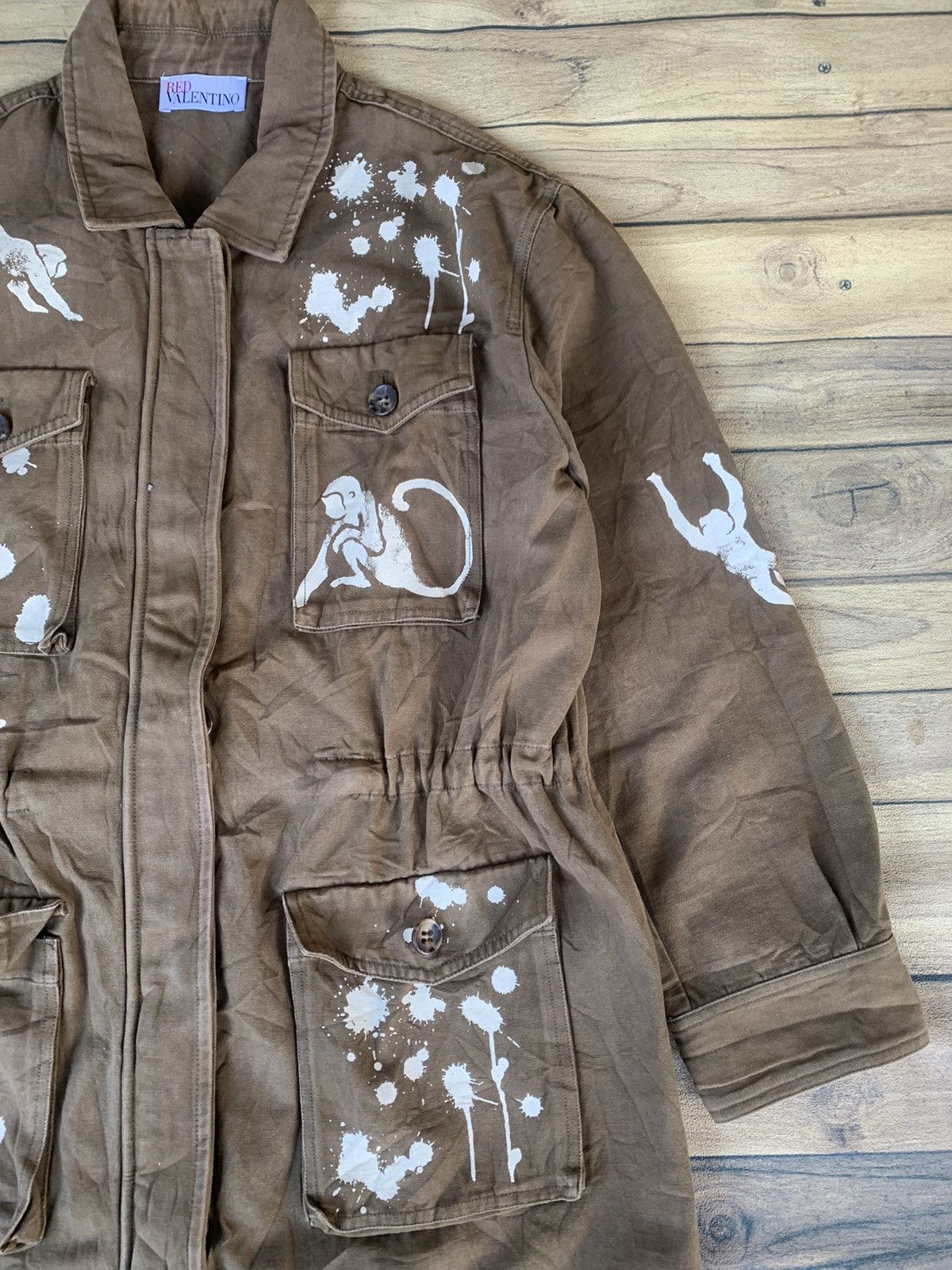 Valentino Red Valentino monkey print paint millitary jacket Size L / US 10 / IT 46 - 3 Thumbnail