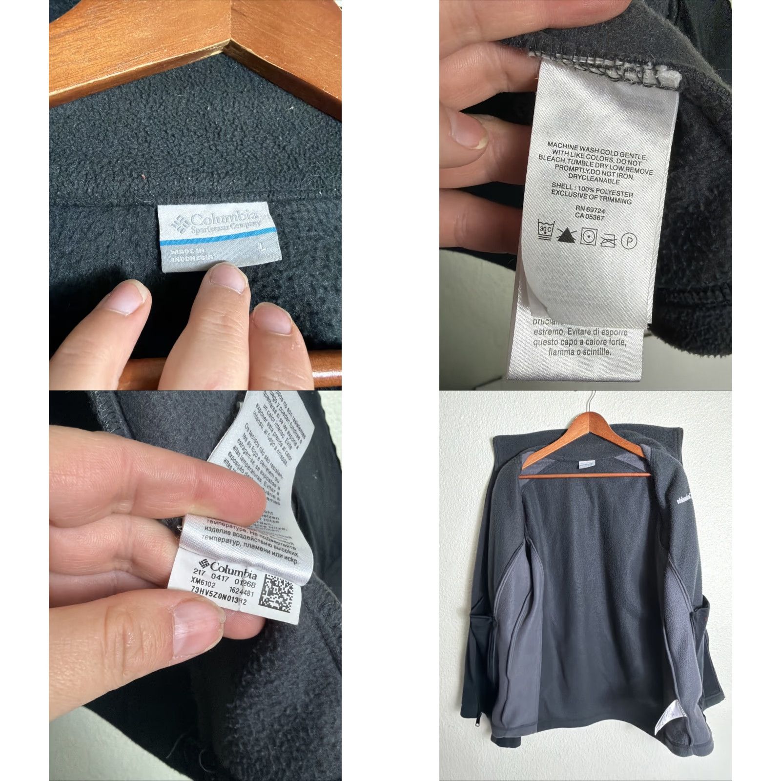 Vintage Columbia Full Zip Fleece Windbreaker Jacket Mens Large Gray Black Windstopper Size US L / EU 52-54 / 3 - 8 Thumbnail