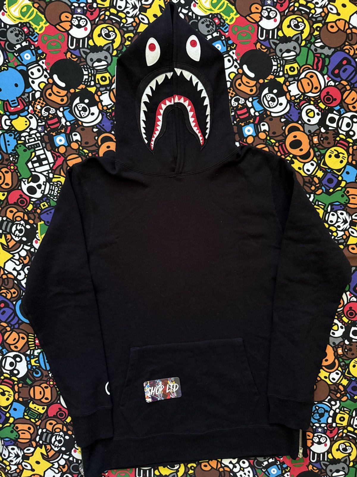 A Bathing Ape Black Pullover Shark Hoodire