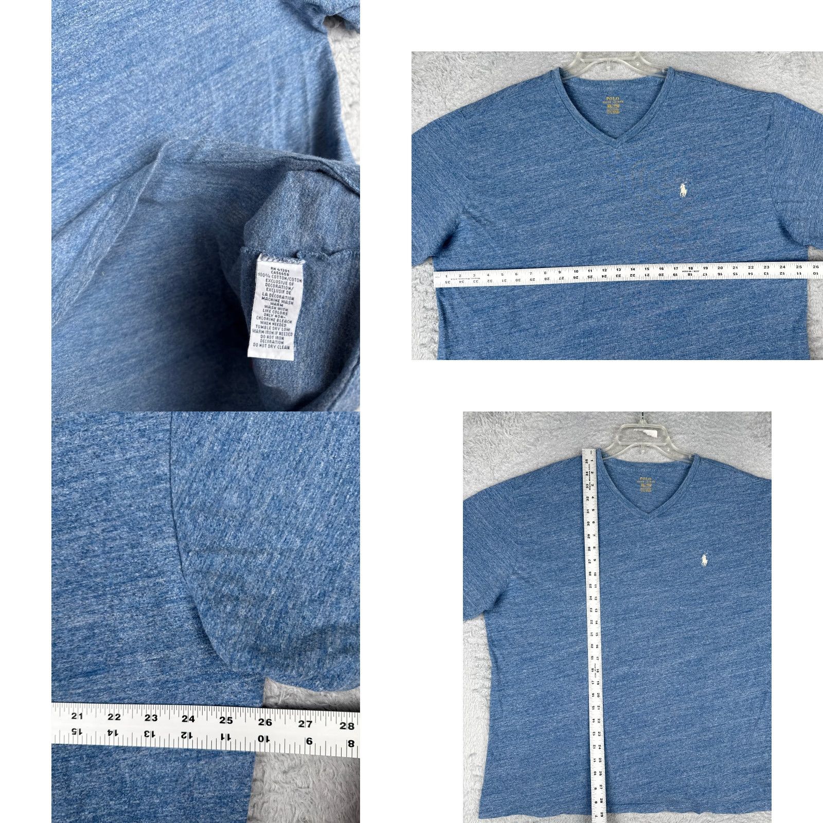 Ralph Lauren Polo Ralph Lauren Shirt Mens 2XL Heather Blue Crew Short Sleeve 100% Cotton XXL Size US XXL / EU 58 / 5 - 8 Thumbnail