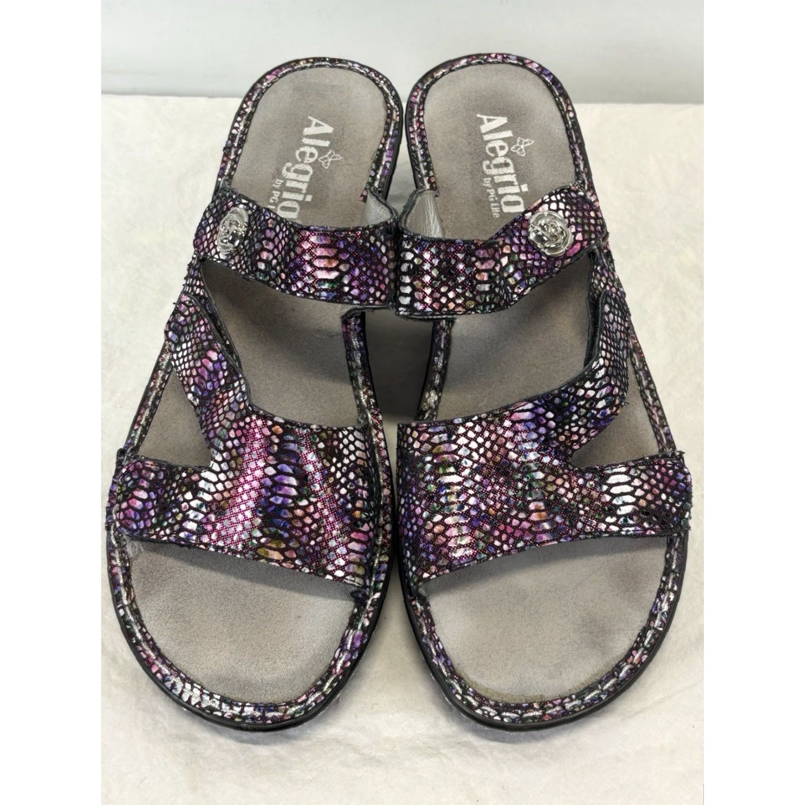 Vintage Alegria Loti Funtastic Slip-on Leather Wedge Sandal EU 41 10 Purple Snakeskin Women Size US 10 / IT 40 - 3 Thumbnail