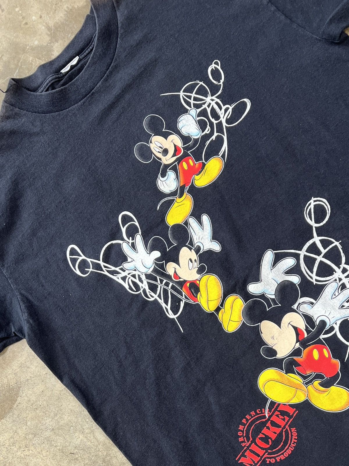 Disney × Vintage Vintage Disney Mickey Mouse Animate Pencil Production Tee XL Size US XL / EU 56 / 4 - 1 Thumbnail