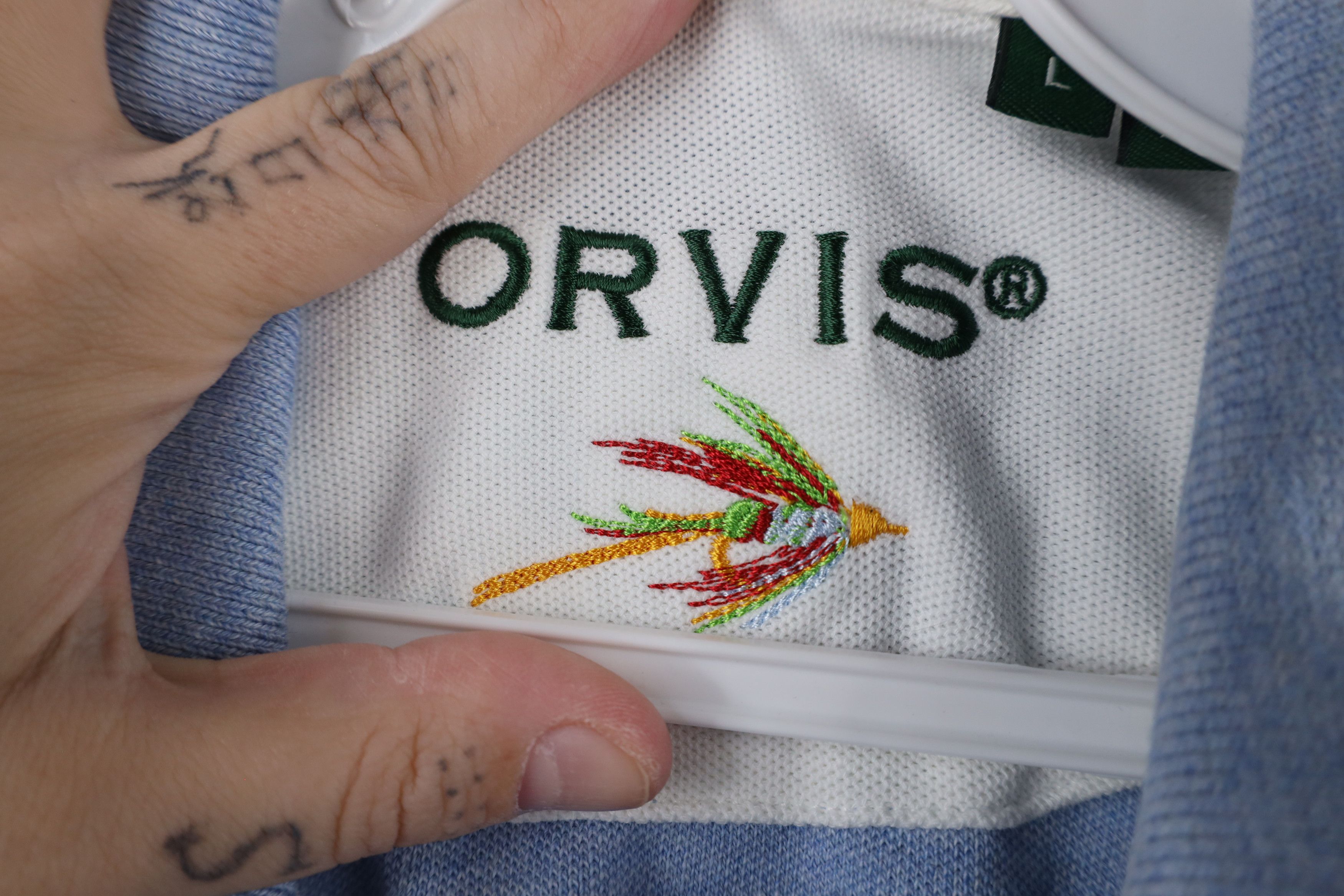 Orvis × Vintage Vintage Orvis Heavyweight Collared Polo Shirt Blue Cotton Size US L / EU 52-54 / 3 - 7 Thumbnail