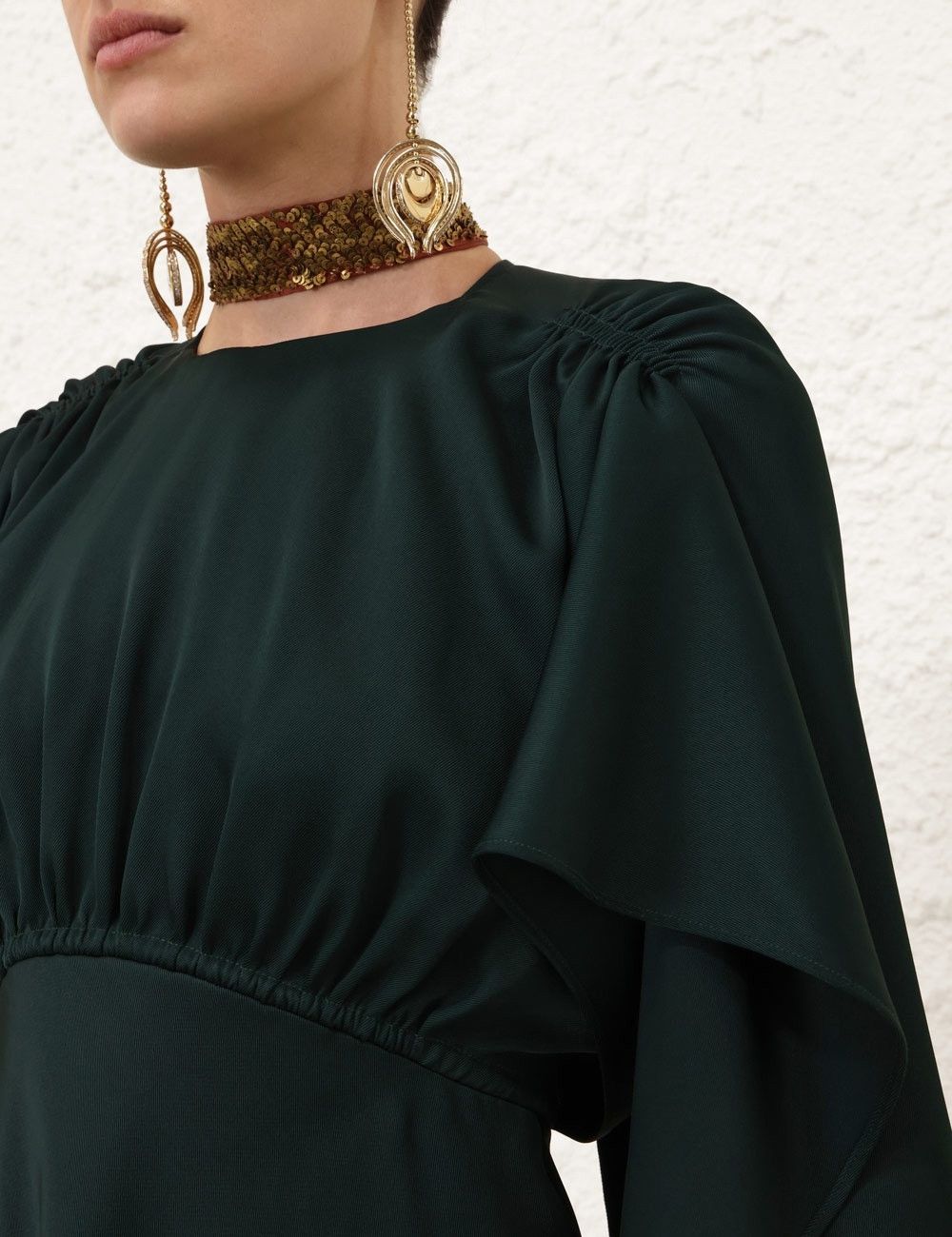 Zimmermann oc11z0925 Eden Cascading Mini Dress in Bottle Green Size L / US 10 / IT 46 - 5 Thumbnail