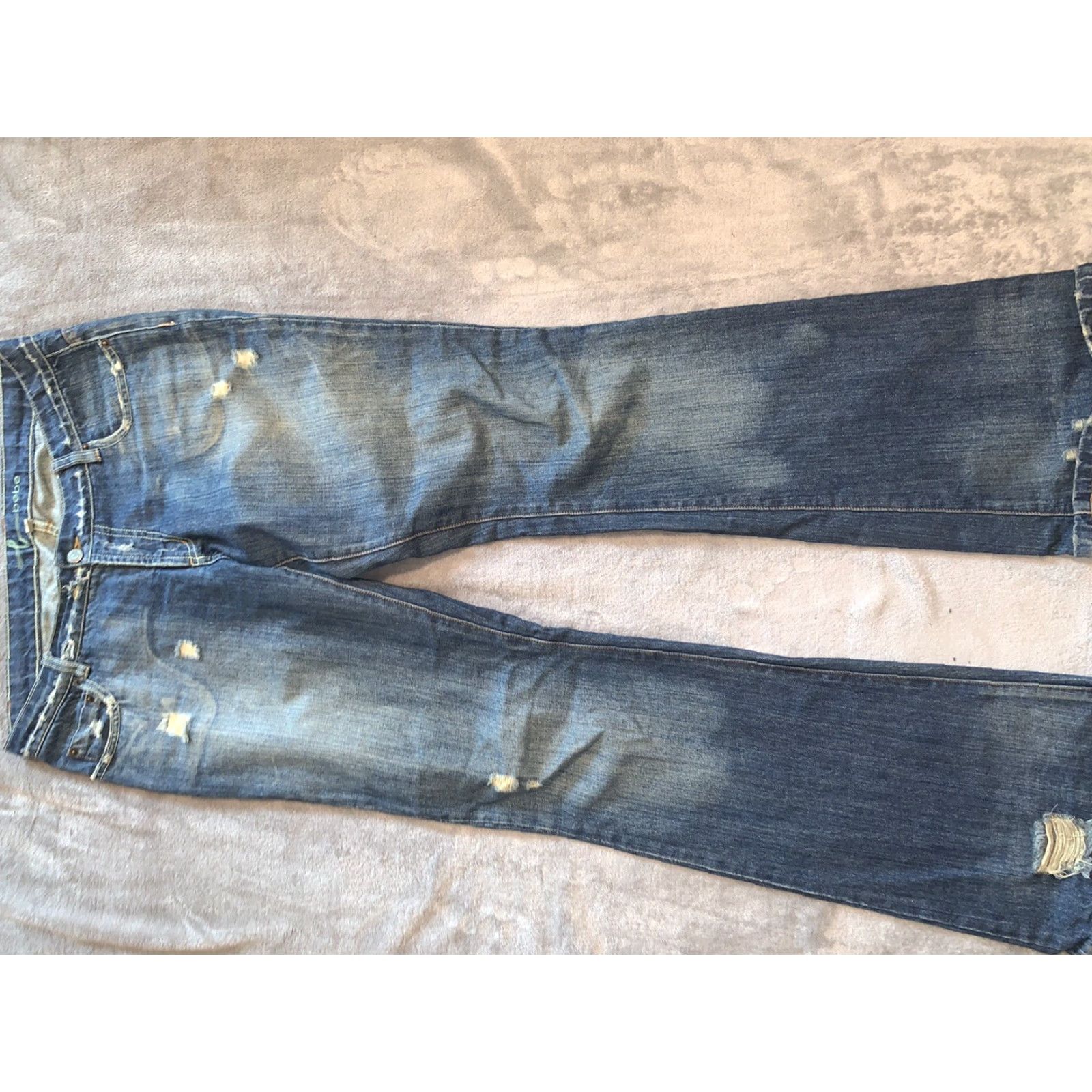 Bebe VINTAGE Bebe Women's Jeans Bootcut Low Rise Denim Size 30 Blue Distressed Cotton Blend Size 30" / US 8 / IT 44 - 3 Thumbnail