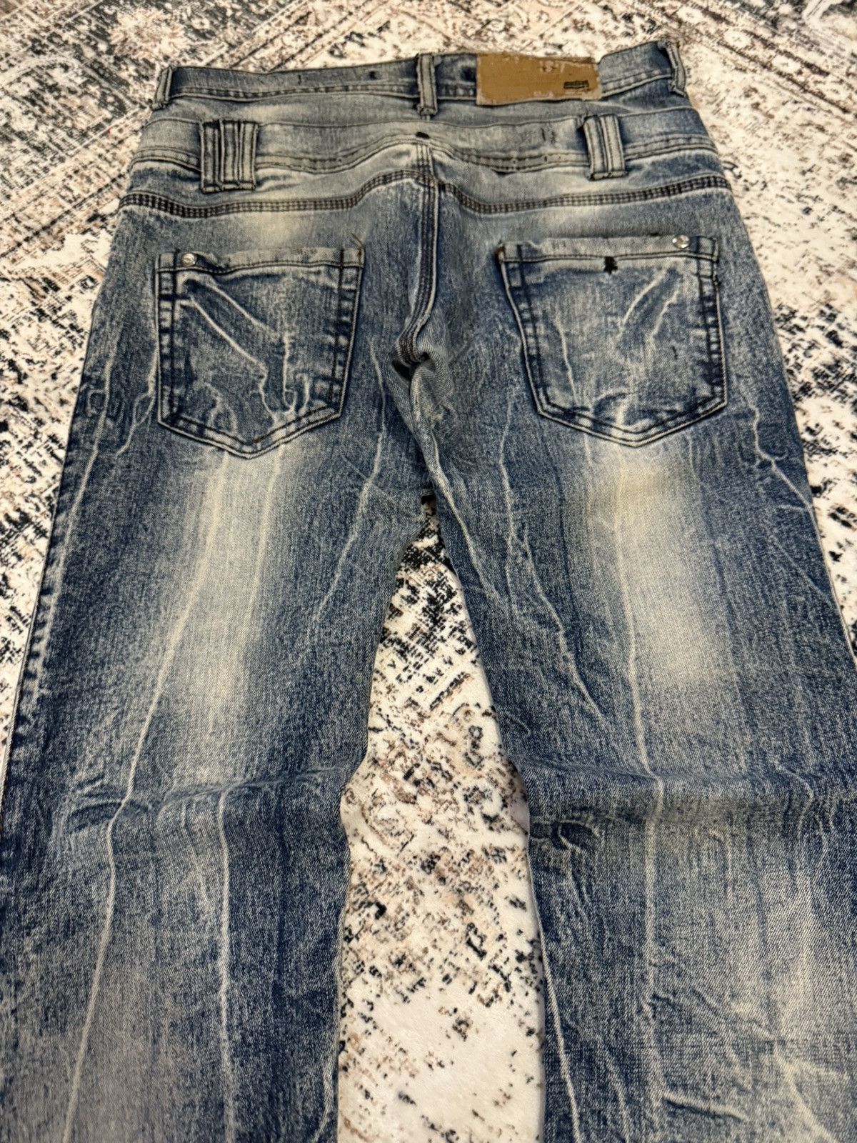 If Six Was Nine Diesel Black Gold Double Waist Whiskers Stack Flared Jeans Size US 29 - 13 Thumbnail