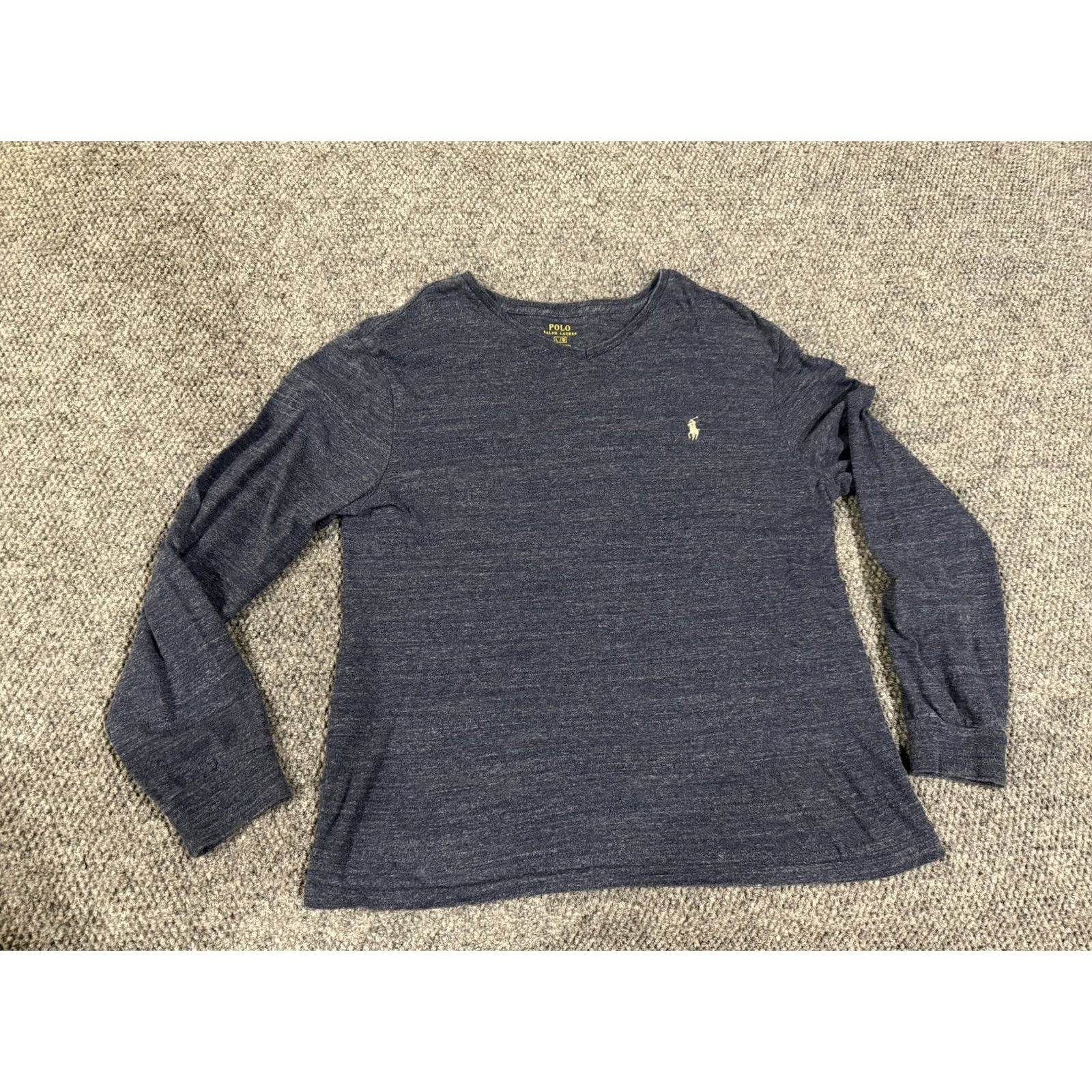 Polo Ralph Lauren Polo Ralph Lauren Shirt Mens L Blue Long Sleeve V-Neck Logo Tee T-Shirt Size US L / EU 52-54 / 3 - 2 Thumbnail