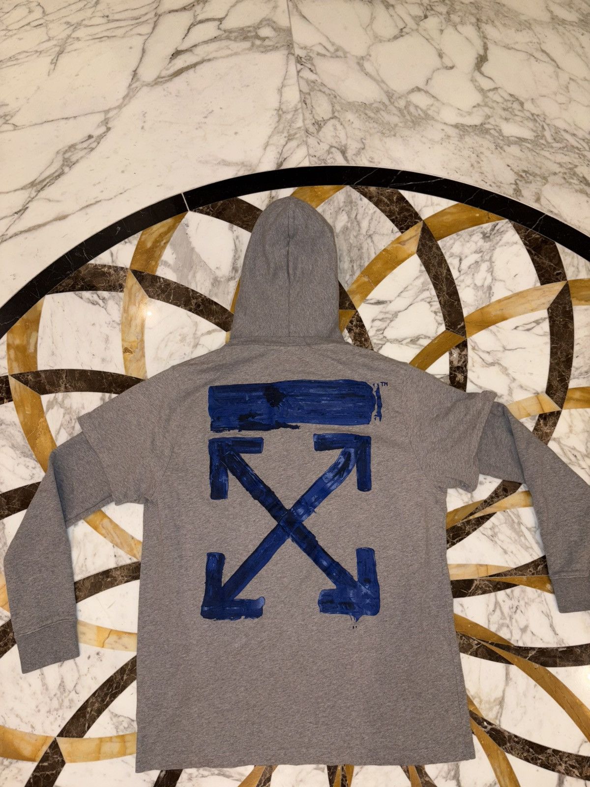 Off-White Off-White Oversized Double Sleeve Hooded Sweatshirt 'Grey' Size US S / EU 44-46 / 1 - 1 Thumbnail