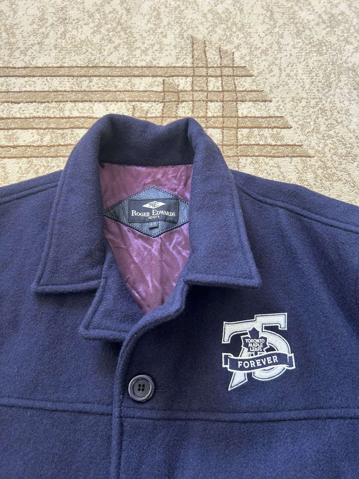 Vintage Roger Edwards Toronto Maple Leafs Wool Suede Car Coat Size US L / EU 52-54 / 3 - 2 Thumbnail