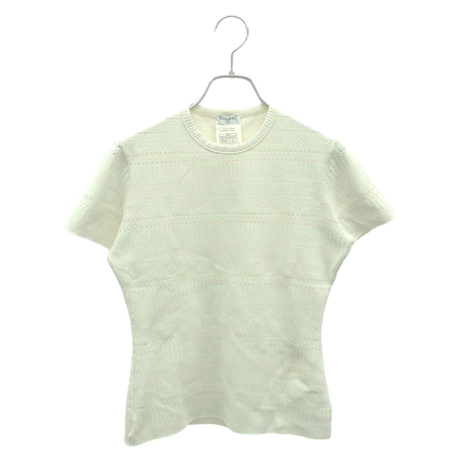 Chanel Chanel Short Sleeve Knit Rayon White Size ONE SIZE - 1 Thumbnail