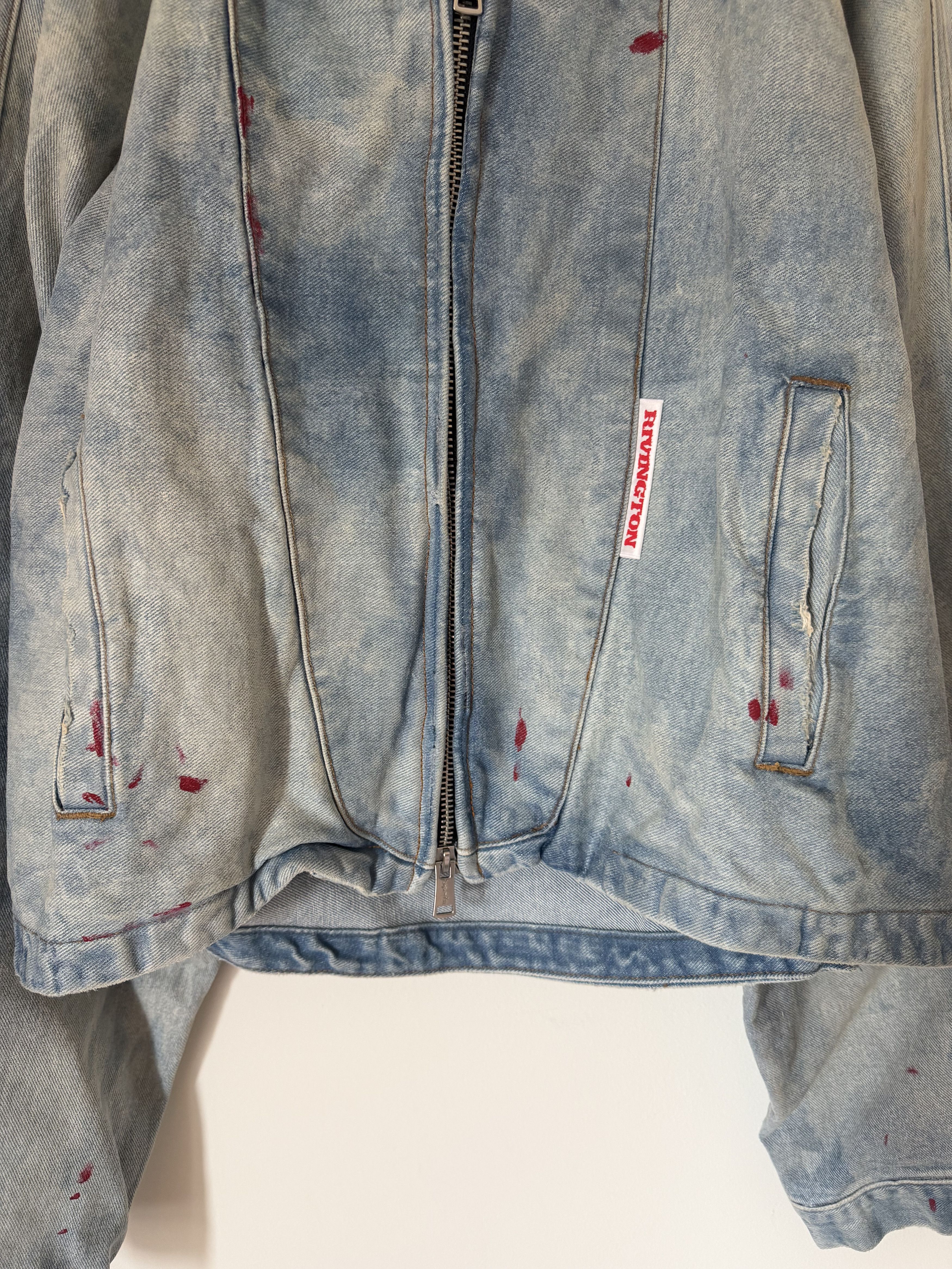 RRR-123 RRR123 Painted Rose Denim Trucker Jacket Size US XL / EU 56 / 4 - 3 Thumbnail