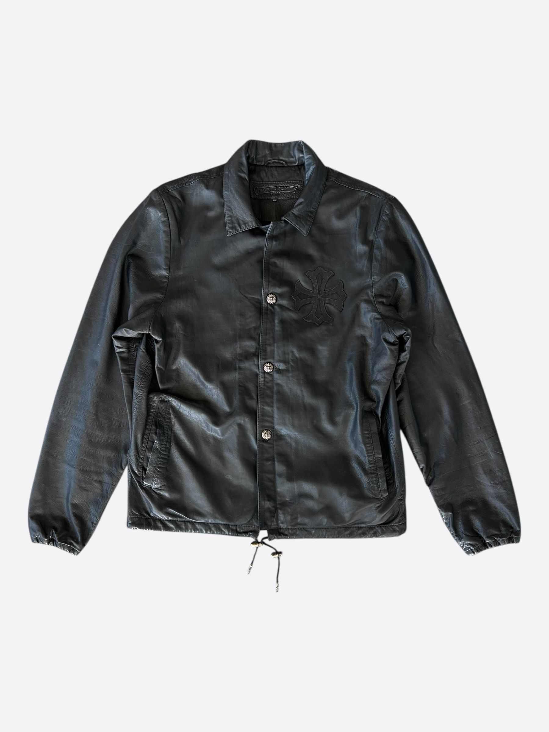 Chrome Hearts Chrome Hearts Black Leather Patch Eyechart Work Jacket Size US M / EU 48-50 / 2 - 1 Thumbnail