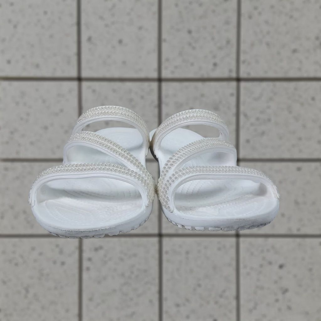 Crocs Crocs Women’s W9 White Bling Rhinestone Comfort Slide Sandals Shoes Flip Flop Casual Summer Womens Size US 7 / IT 37 - 1 Thumbnail