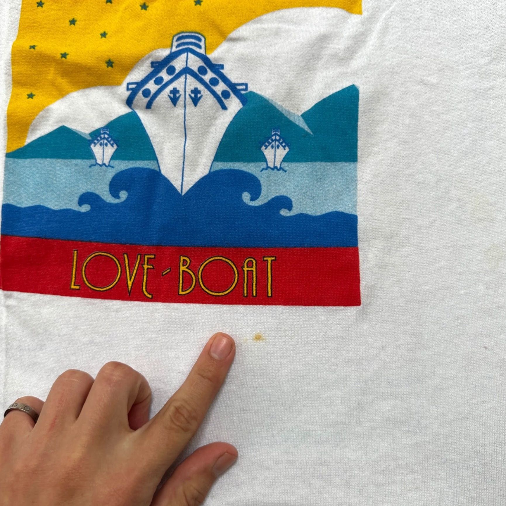 Delta VINTAGE Delta T Shirt Men L White Love Boat Art Graphic Print 90s 70s 80s Romantic Travel USA Sailing Size US L / EU 52-54 / 3 - 3 Thumbnail