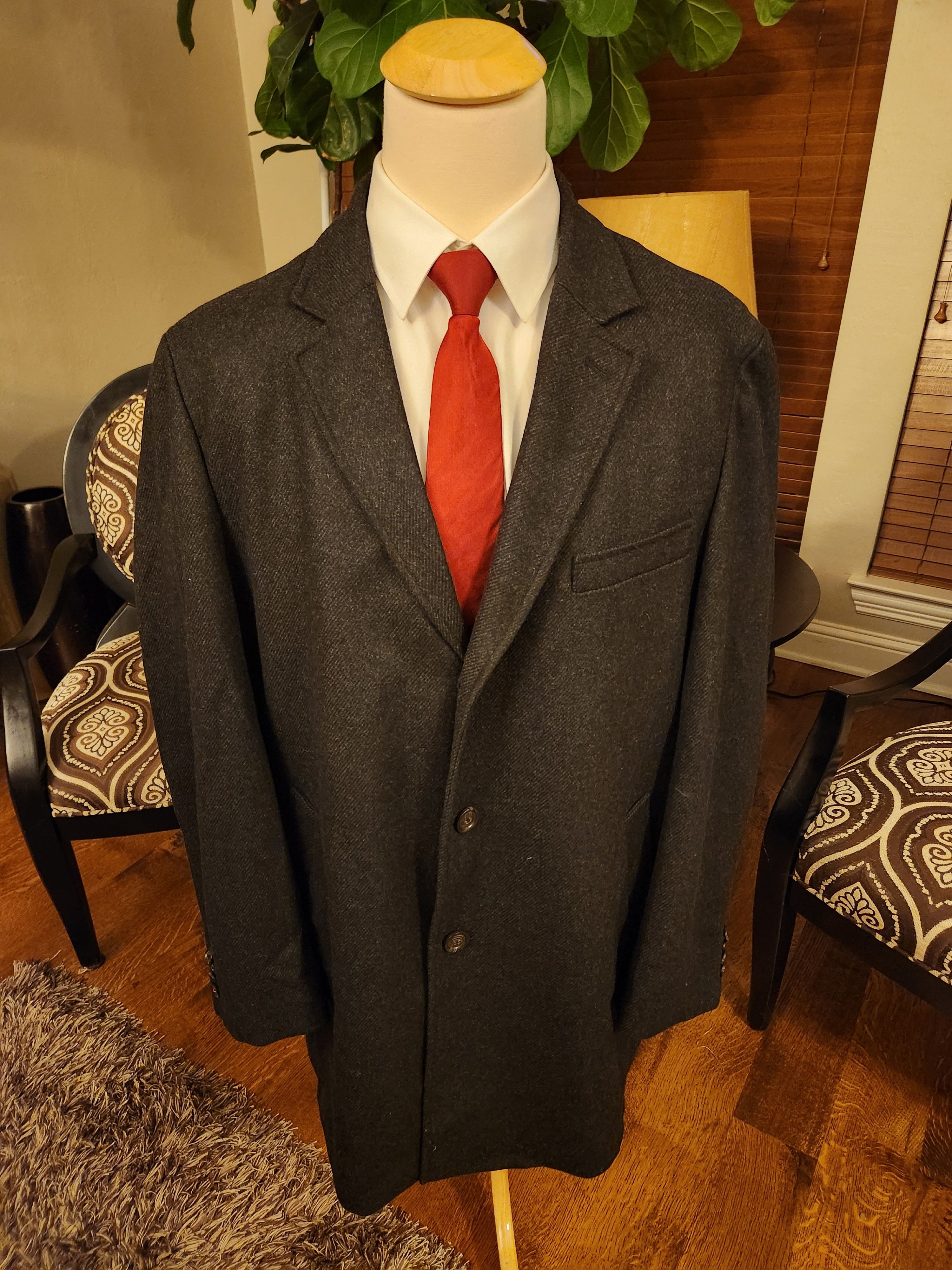 Cremieux NWOT Men's Wool Blend Dark Gray Overcoat Size US XXL / EU 58 / 5 - 1 Thumbnail
