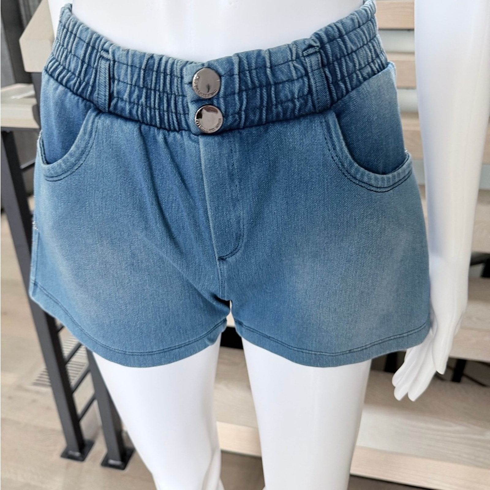 Other New Y2K Pitbull Blue Denim Jeans Shorts Butt sculpting Size 27" / US 4 / IT 40 - 3 Thumbnail