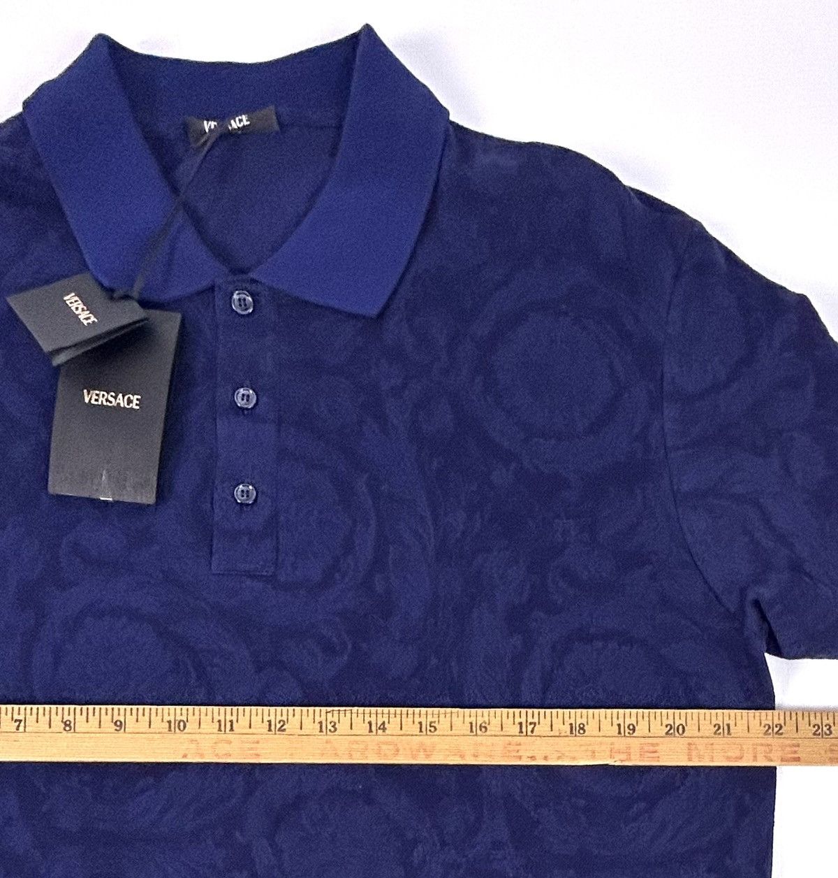 Versace Versace Barocco Jacquard pique Polo Navy Blue XL Italy Size US XL / EU 56 / 4 - 9 Thumbnail