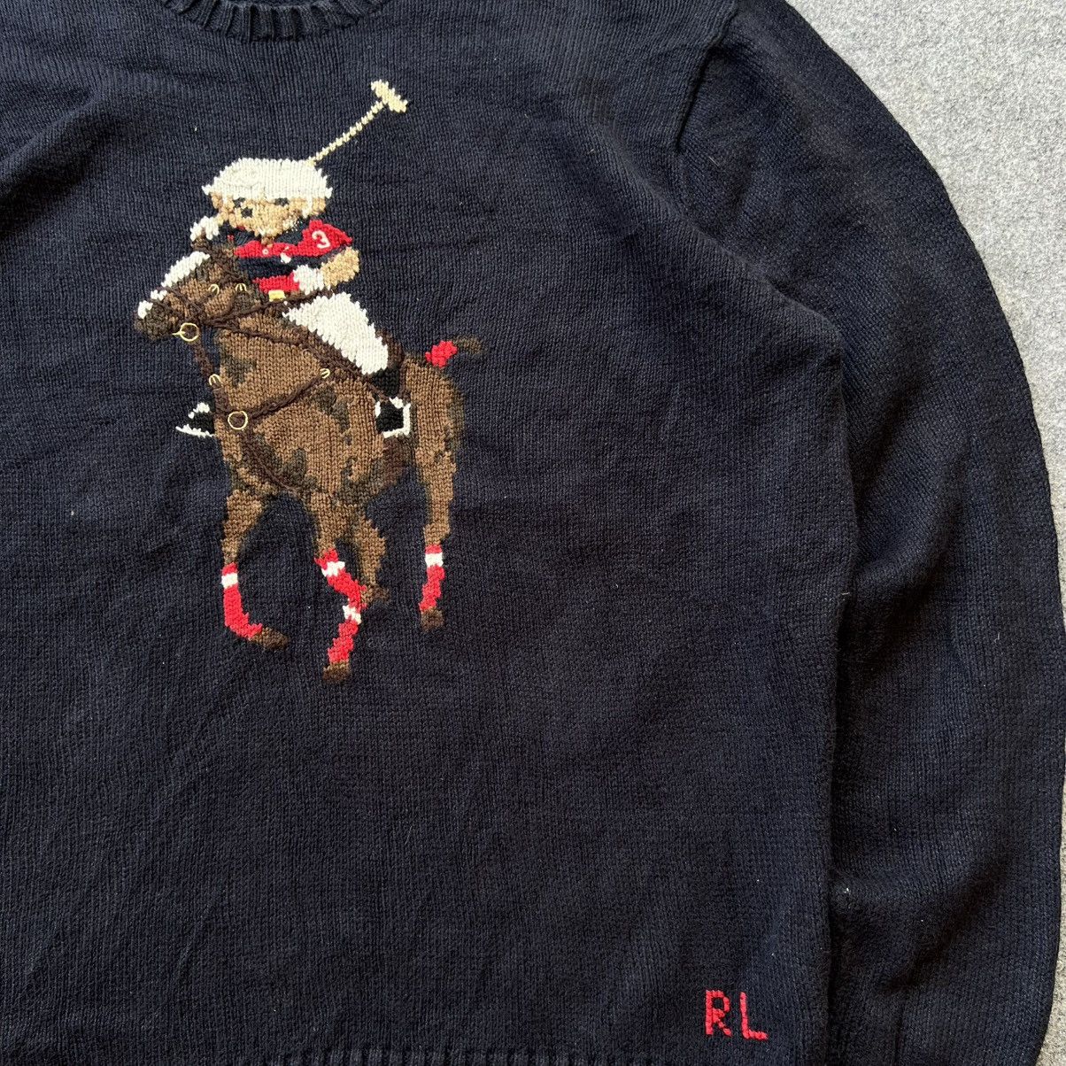 Designer × Polo Ralph Lauren × Vintage Vintage Polo Ralph Lauren Bear & Big Pony Knit Sweater Size US XL / EU 56 / 4 - 3 Thumbnail