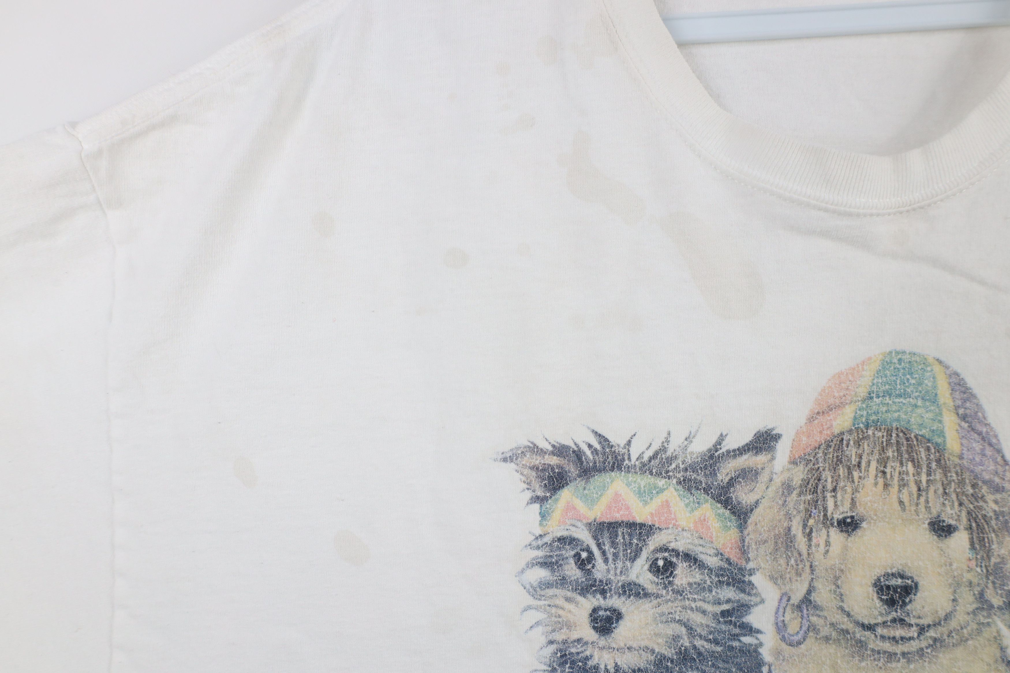 Vintage Vintage 90s Streetwear We Be Jammin Dogs Puppy T-Shirt White Size US XL / EU 56 / 4 - 5 Thumbnail