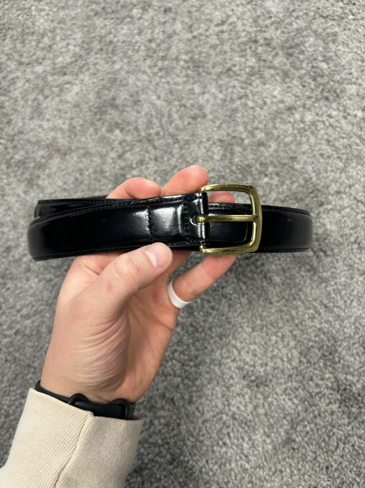 Nike Men's Black glossy Belt Size 32 - 1 Thumbnail