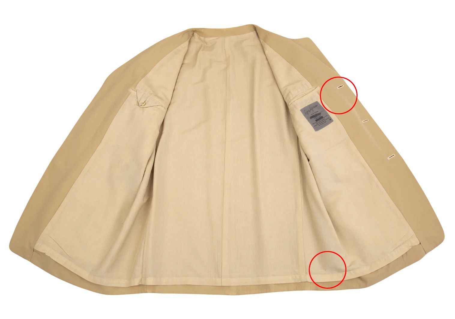 Yohji Yamamoto Yohji Yamamoto Beige No-Collar Wool Gabardine Jacket Size US M / EU 48-50 / 2 - 12 Thumbnail