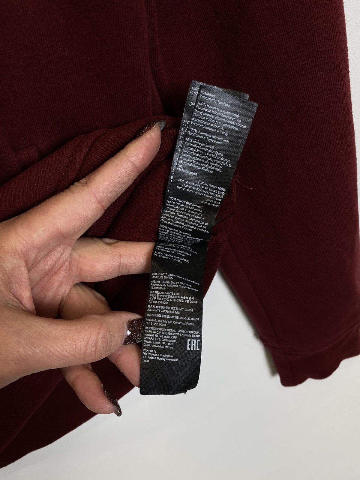 Other Allsaints Raven Oth Hoody Burgundy Red Men’s Size Small Y2K Size US S / EU 44-46 / 1 - 8 Thumbnail