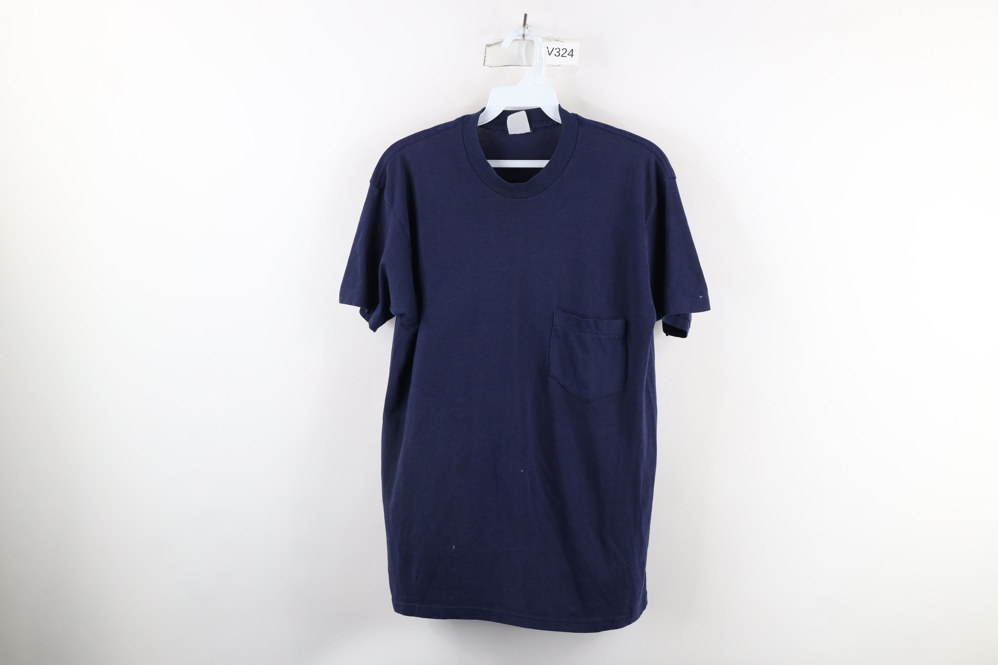 Vintage Vintage 90s Streetwear Blank Thin Pocket T-Shirt Blue USA Size US M / EU 48-50 / 2 - 1 Thumbnail