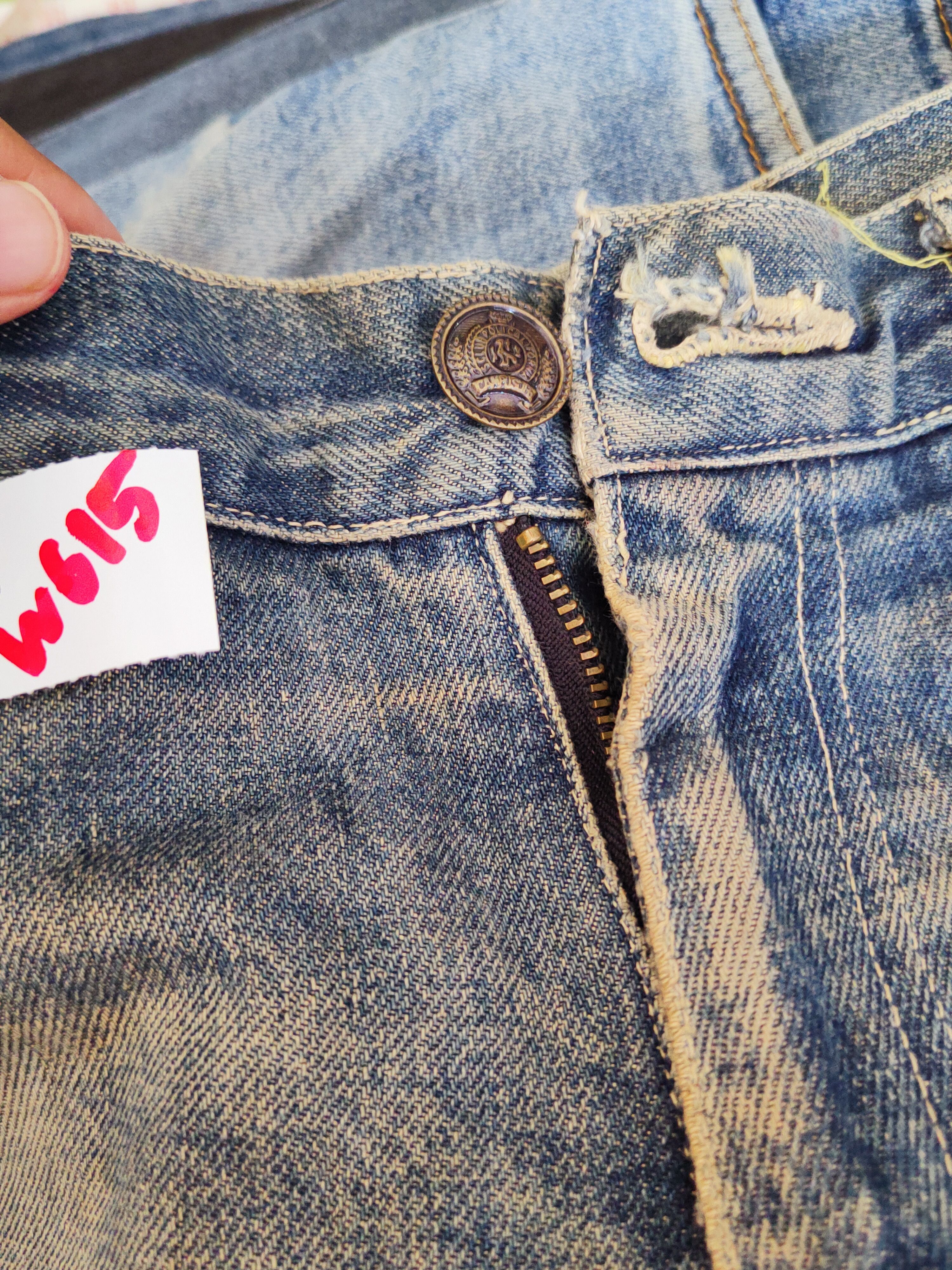 Japanese Brand Viridian Dark Blue Faded Distressed Ripped Jeans #W615 Size 31" - 19 Thumbnail