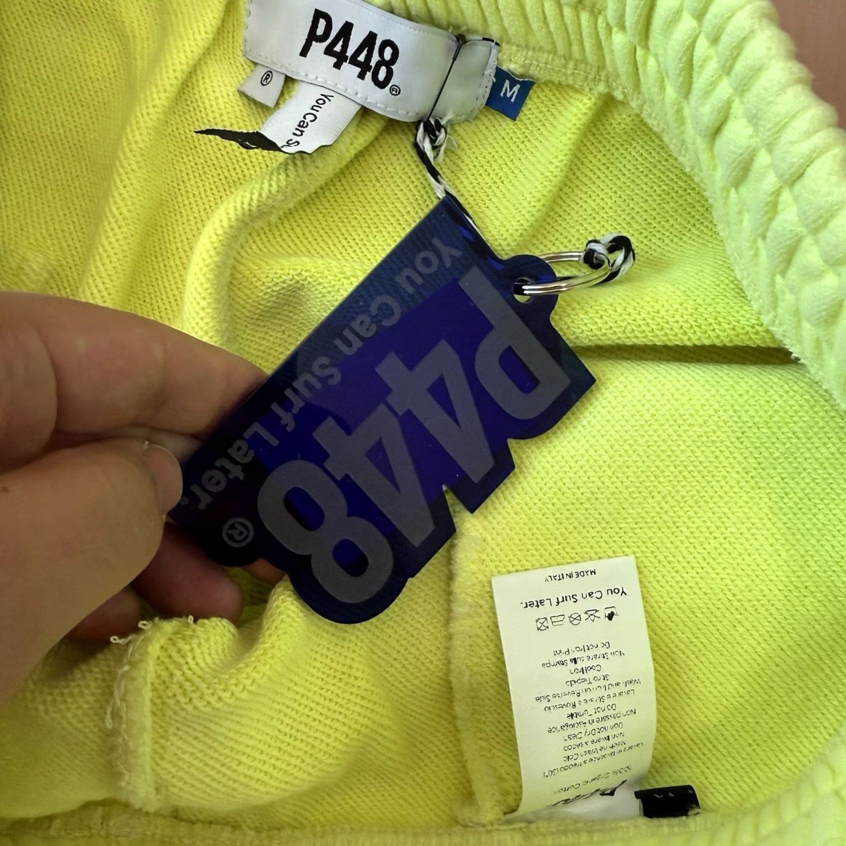 P448 P448 Shorts Medium Neon Green Fleece Summer Streetwear Italy Casual NWT Mens Regular M 28in Zip Zipper Cotton Size US 28 / EU 44 - 7 Thumbnail