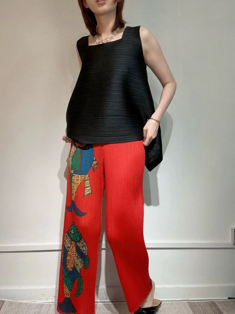 Issey Miyake Issey Miyake size:1 Red "Yearly Abundance" long pants Size 31" - 1 Thumbnail