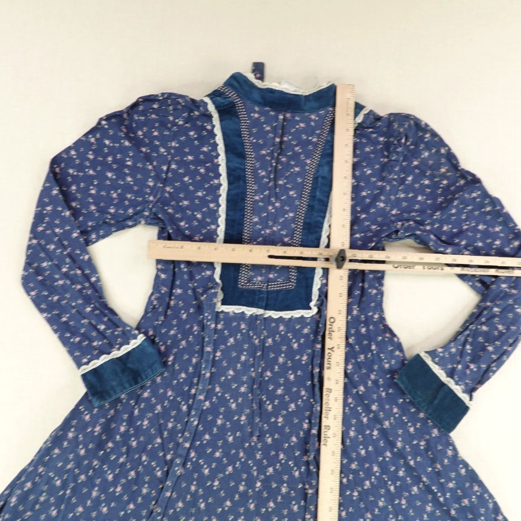 Vintage VINTAGE Gunne Sax Dress Women Midi Floral Long Sleeve V-Neck Zipper Blue 90s Peasant Style Size M / US 6-8 / IT 42-44 - 7 Thumbnail