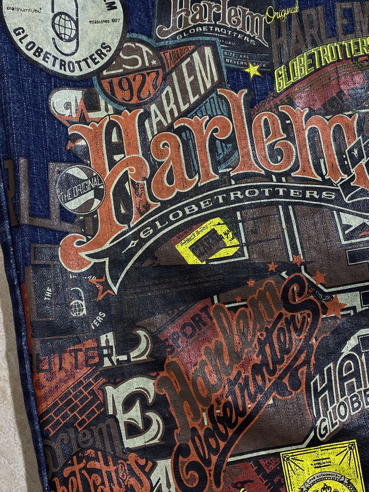 Fubu Crazy Y2K Platinum Fubu Jnco Style Globetrotters 34x34 Jeans Size US 34 / EU 50 - 14 Thumbnail