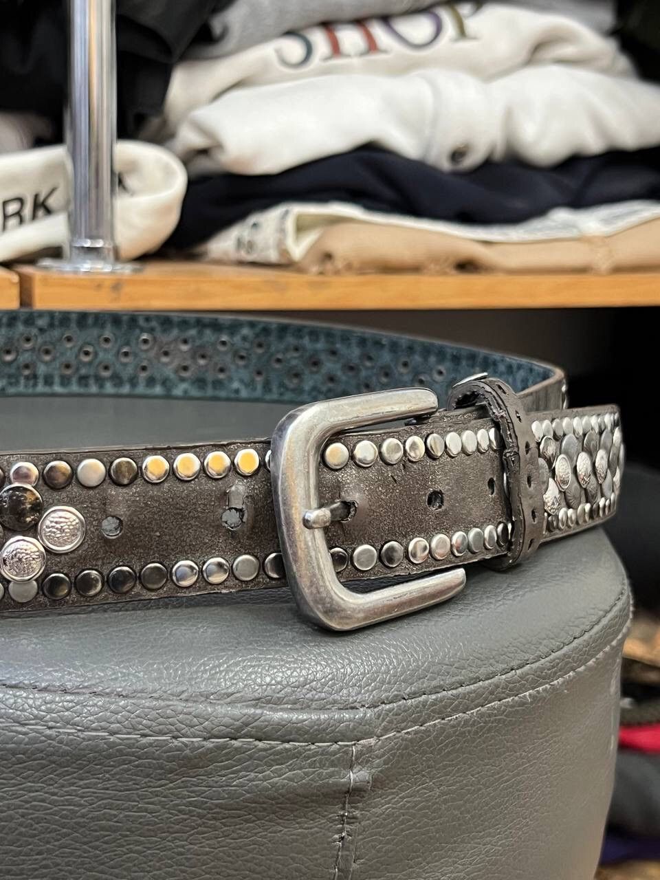 If Six Was Nine Studded Leather Belt BB Simon Style Y2K Glamour Size ONE SIZE - 5 Thumbnail