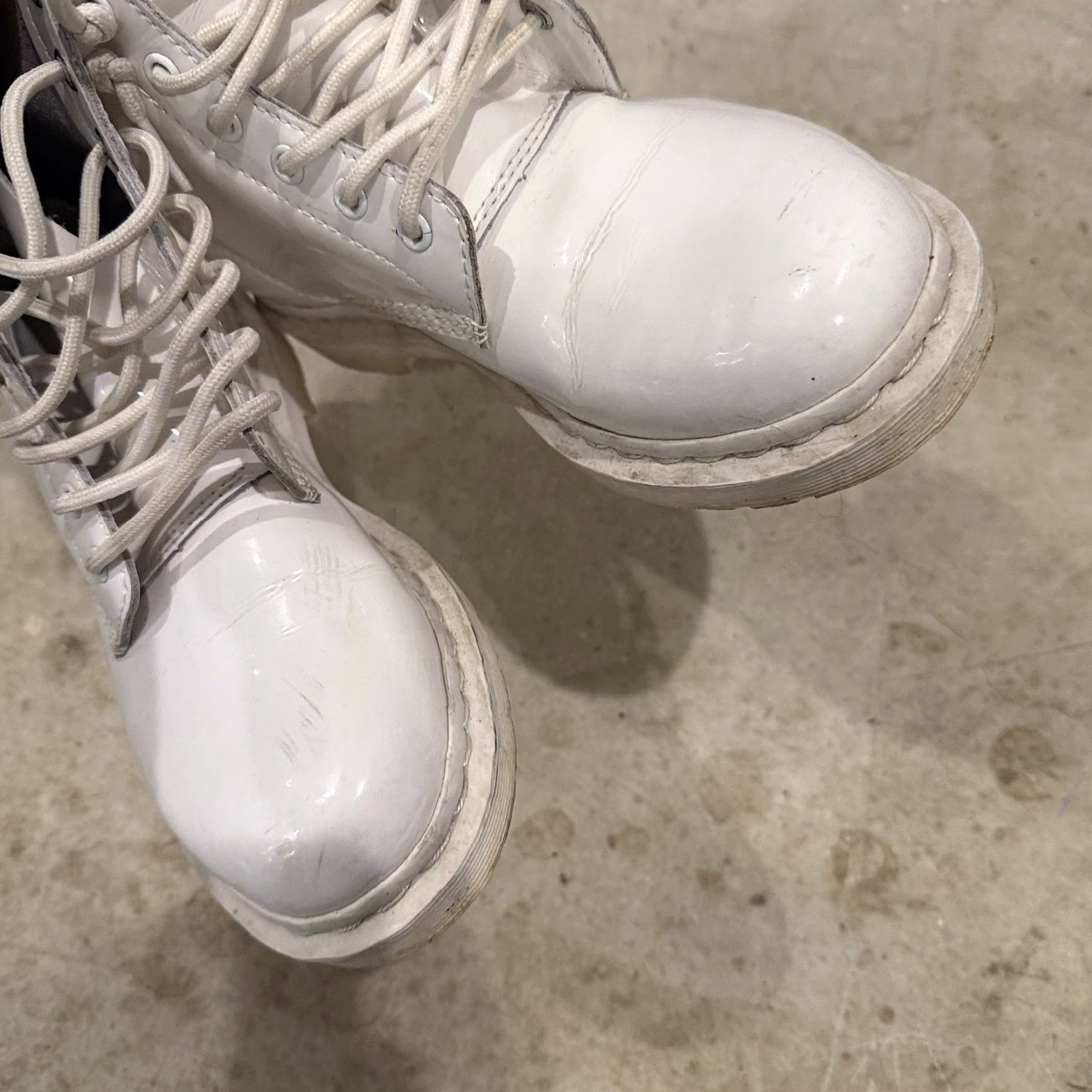 Dr. Martens VINTAGE Dr Martens Combat Boots Womens Size 8 White 1040 Boots Platform Leather 8 Eyes Womens Size US 6 / IT 36 - 4 Thumbnail
