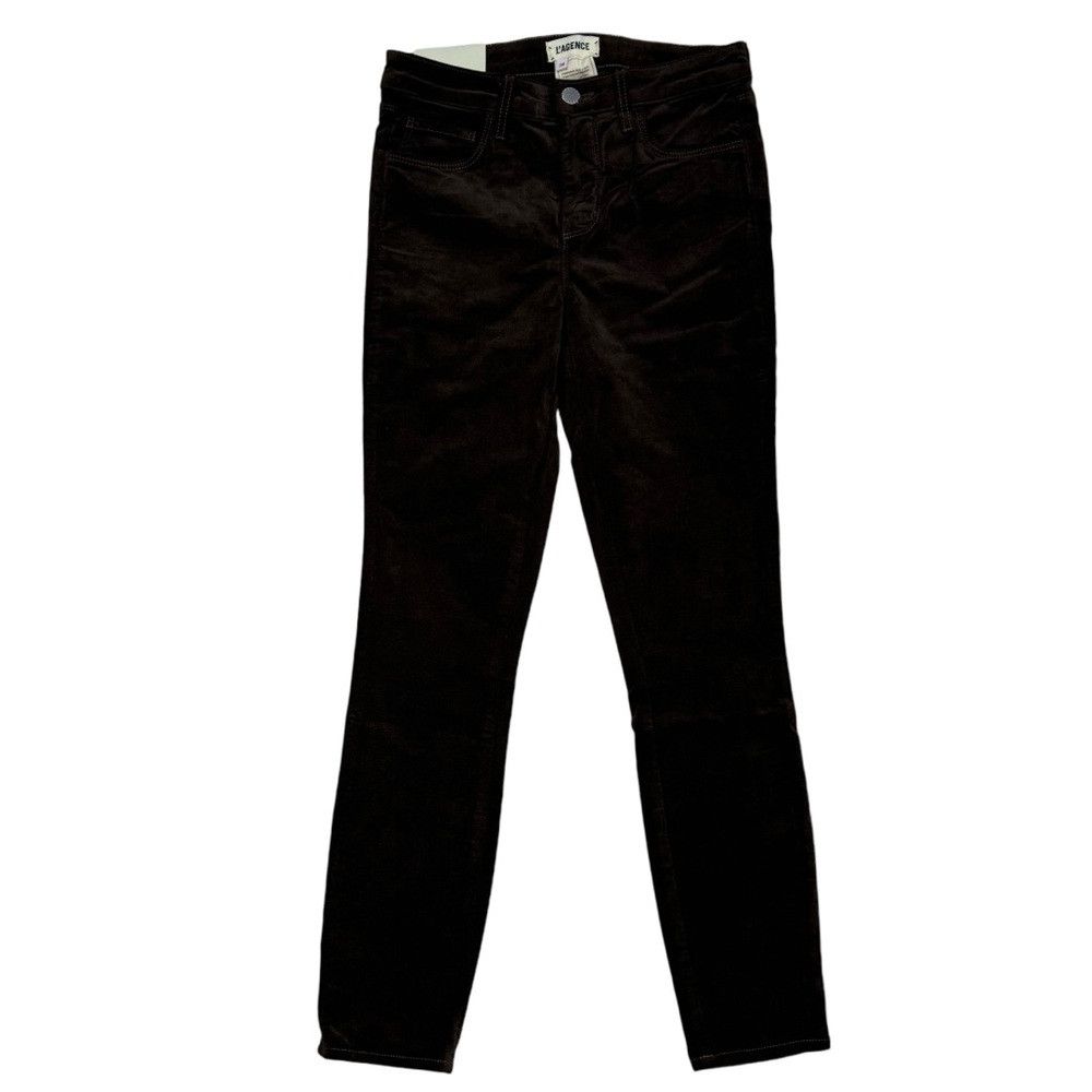 L'AGENCE NWT New $265 L'AGENCE Margot Velvet Crop Skinny ESPRESSO Je Size 24" / US 00 / IT 34 - 2 Thumbnail