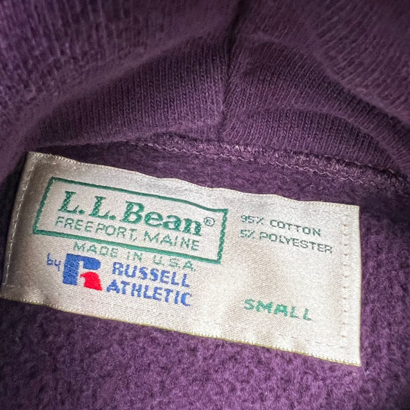 Vintage VINTAGE L.L. Bean Russell Athletic Hoodie Men S Purple 90s Pullover Hooded Kangaroo Pocket Drawstring Hem Size US S / EU 44-46 / 1 - 3 Thumbnail