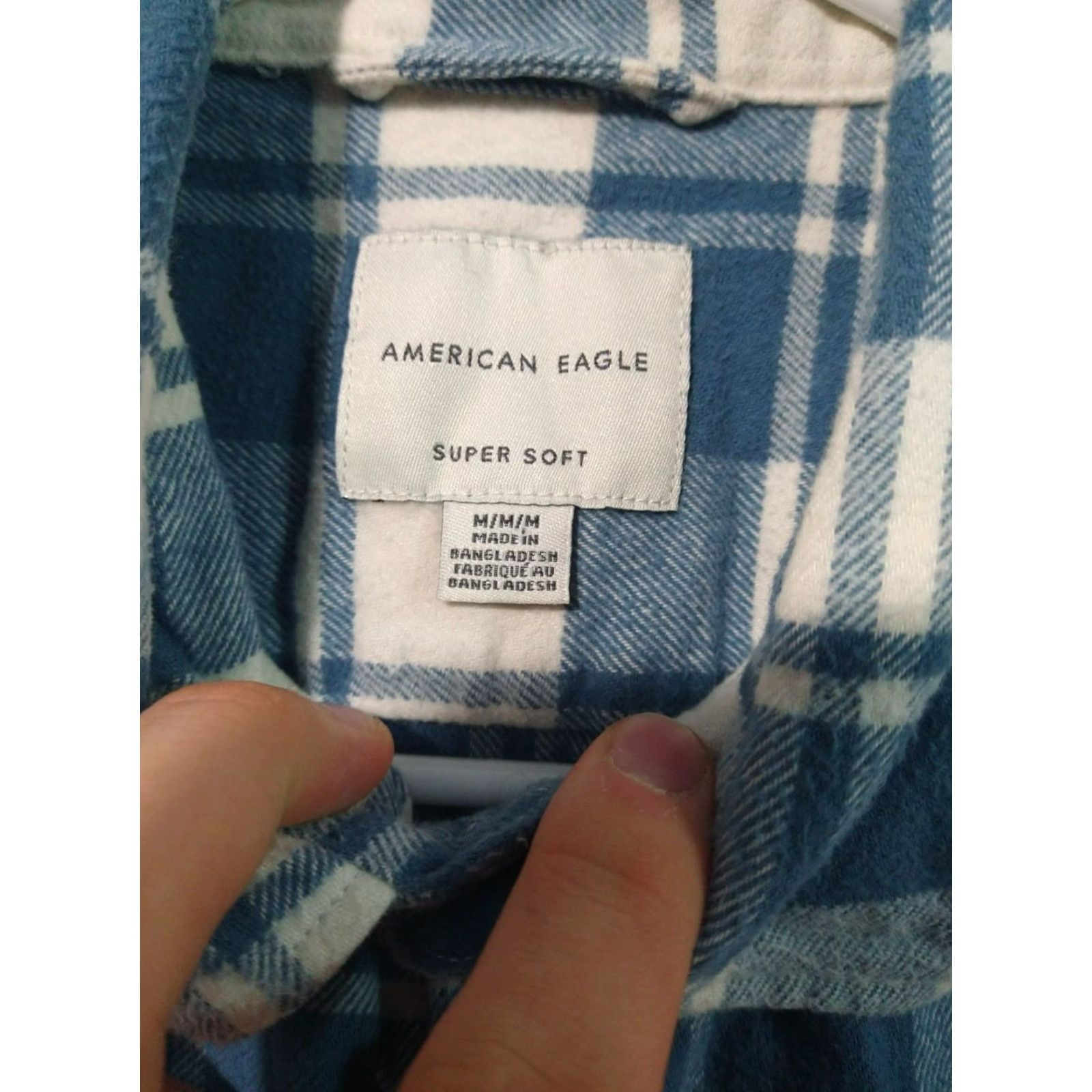 American Eagle Outfitters American Eagle Flannel Shirt Mens Medium Blue White Plaid Super Soft Button-Up Long Sleeve Size US M / EU 48-50 / 2 - 6 Thumbnail
