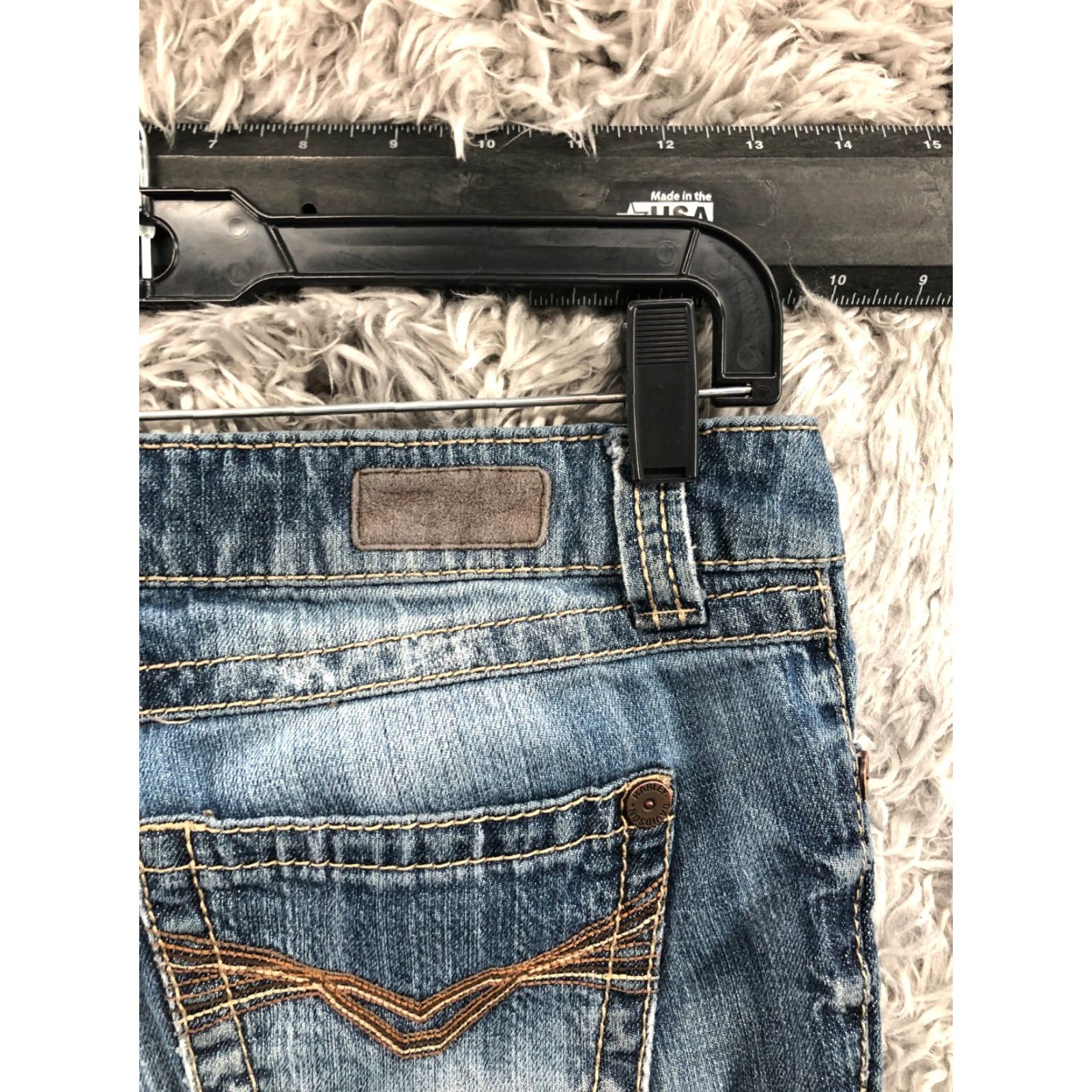 Harley Davidson Harley-Davidson Jeans Bootcut Size 8T Tall Womens Medium Blue Flaw Denim 5-Pocket Zipper Button Belt Loops Inseam 33in Regular Rise Mid Wash Blue Size 30" / US 8 / IT 44 - 6 Thumbnail