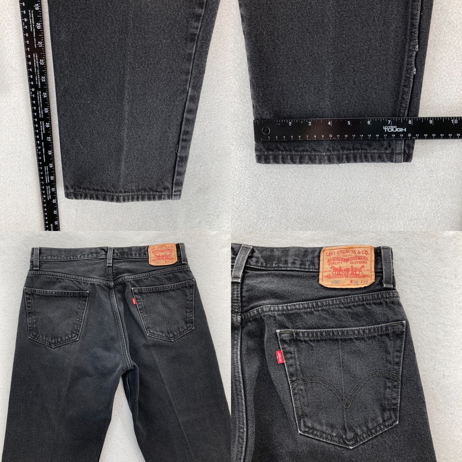 Levi's VINTAGE Levi's 505 Jeans Mens 36x32 Regular Straight Black Denim Grunge 2004 Y2K Size US 36 / EU 52 - 8 Thumbnail
