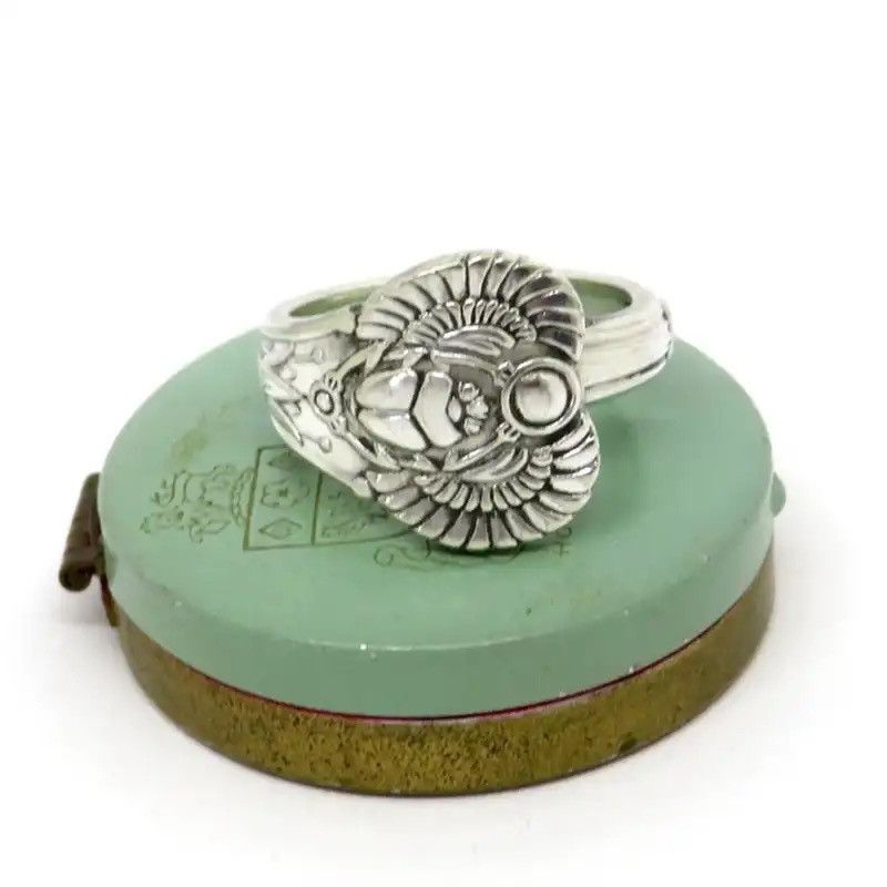 Jewelry × Vintage Creative Egyptian Inspired Designs Sacred Wing Scarab Ring Size ONE SIZE - 4 Thumbnail