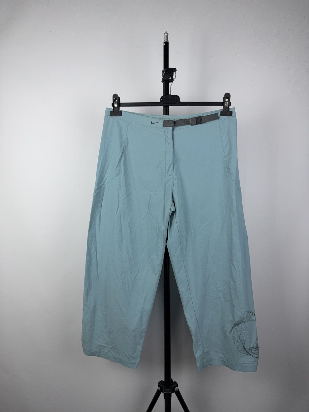 Nike × Vintage Vintage NIKE Y2K Swoosh Logo Nylon Drill Pants Joggers s-m Size 32" / US 10 / IT 46 - 1 Thumbnail