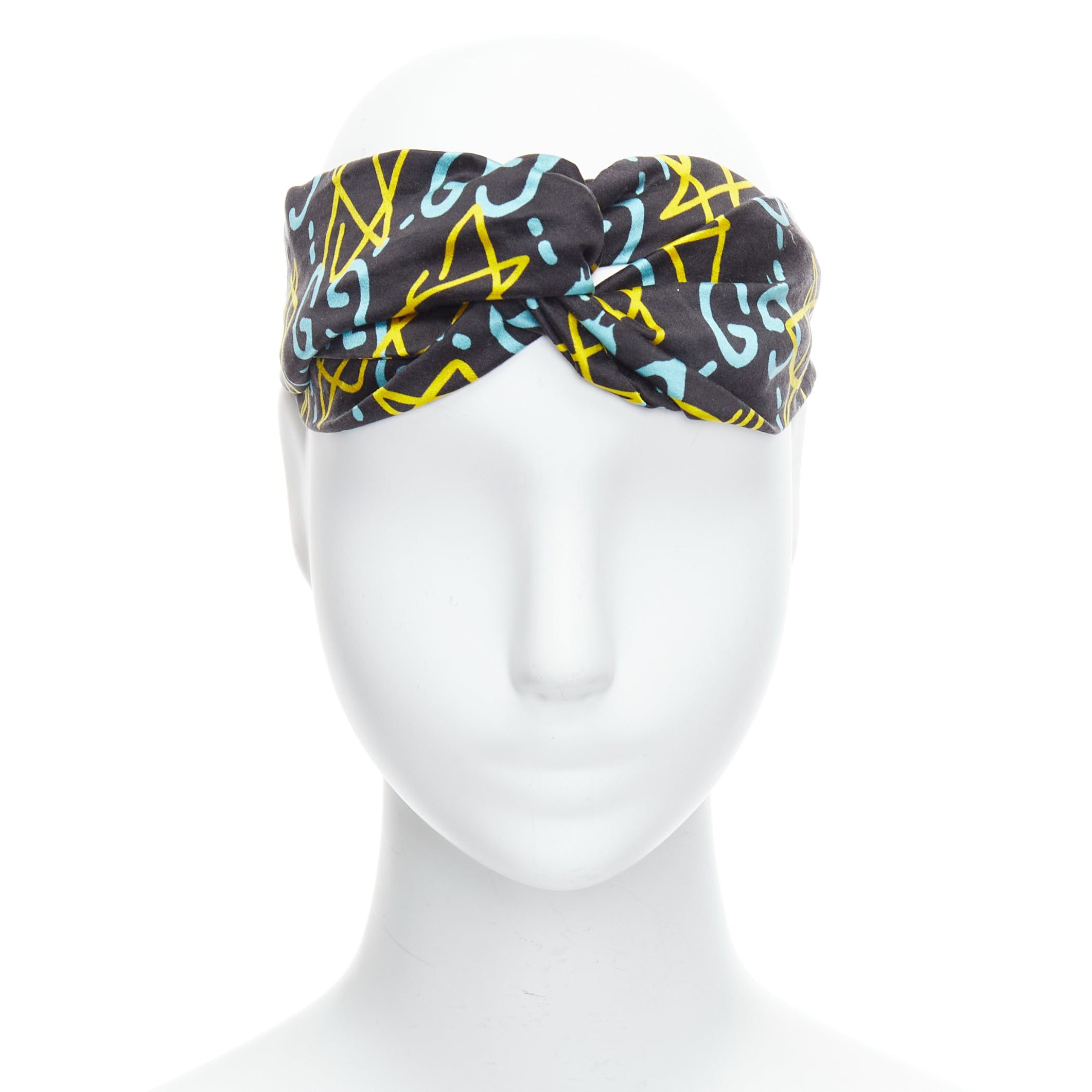 Gucci GUCCI Ghost 100% silk graffiti star monogram print twist headband Size ONE SIZE - 1 Thumbnail