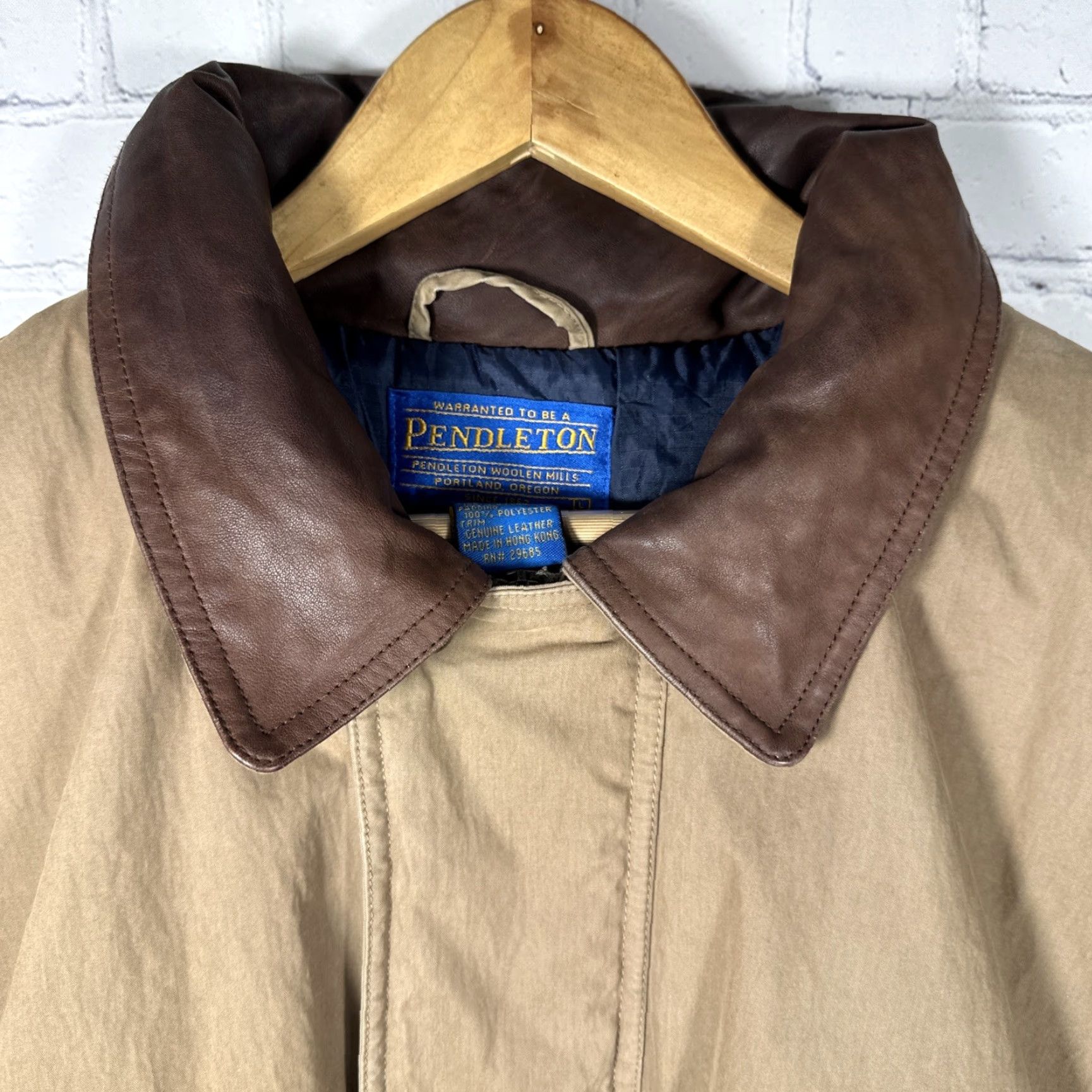 Pendleton Pendleton Bomber Jacket Field Mens Large Brown Leather Collar Full Zip Size US L / EU 52-54 / 3 - 2 Thumbnail