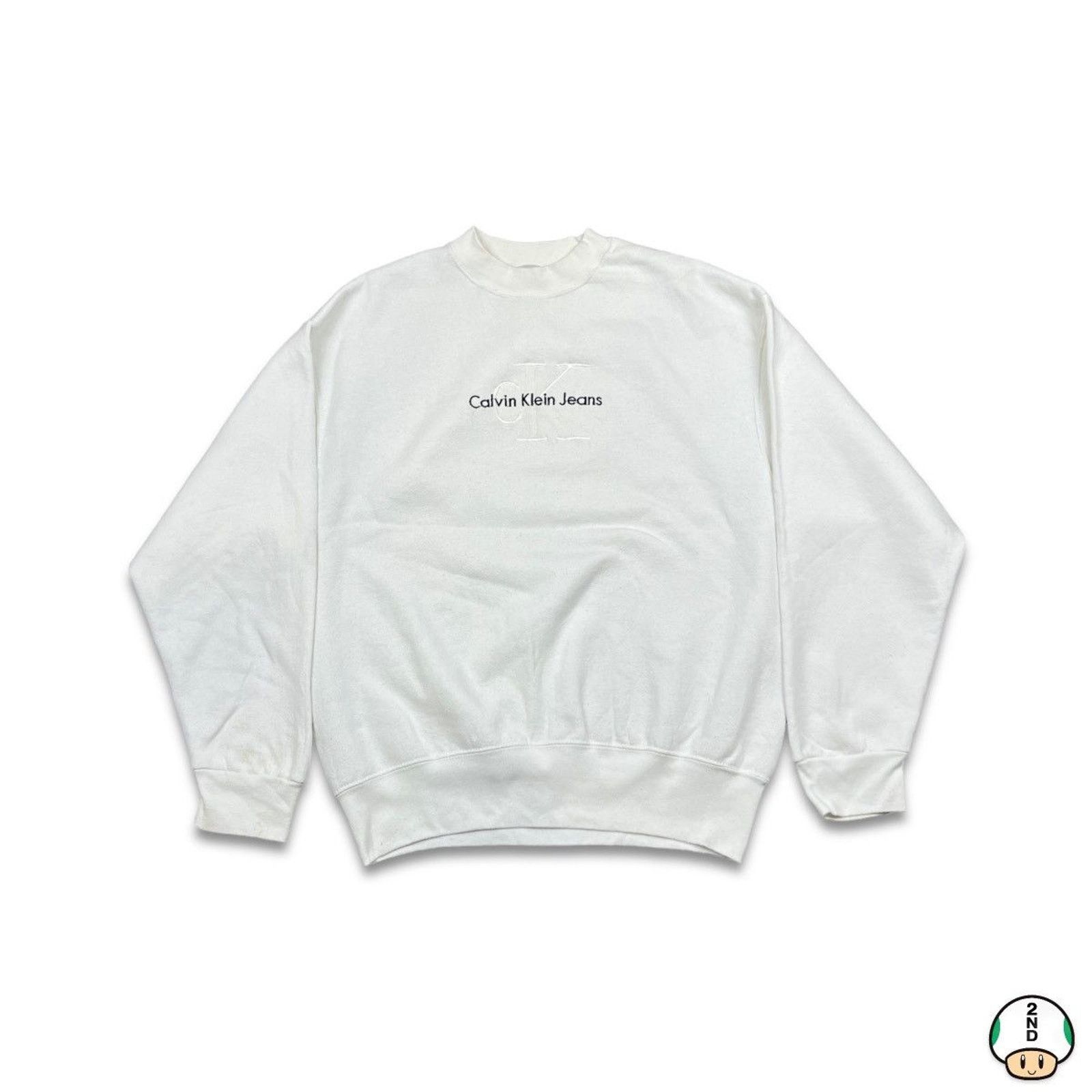 Calvin Klein × Vintage Vintage 90s Calvin Klein Sweatshirt Spell Out Pullover Crew Size US L / EU 52-54 / 3 - 1 Thumbnail