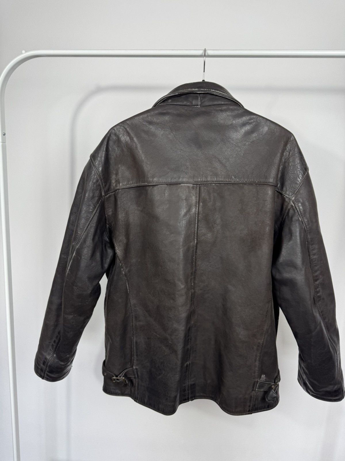 Leather Vintage Heavy Distressed Leather Jacket Brown Zip Biker Men Size US XL / EU 56 / 4 - 14 Thumbnail
